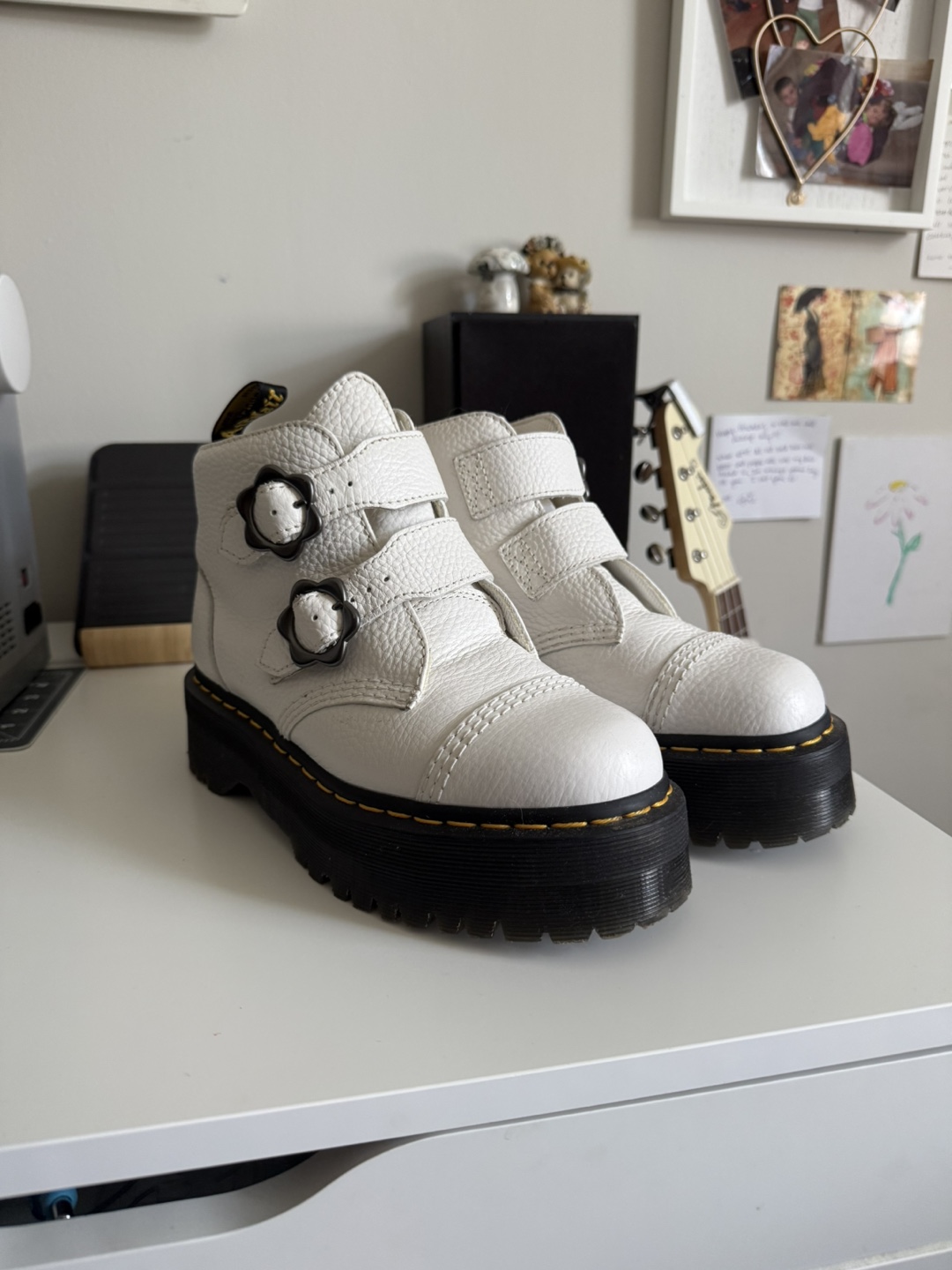 Dr. Martens Devon Flower White Boots - Size 8 Women’s