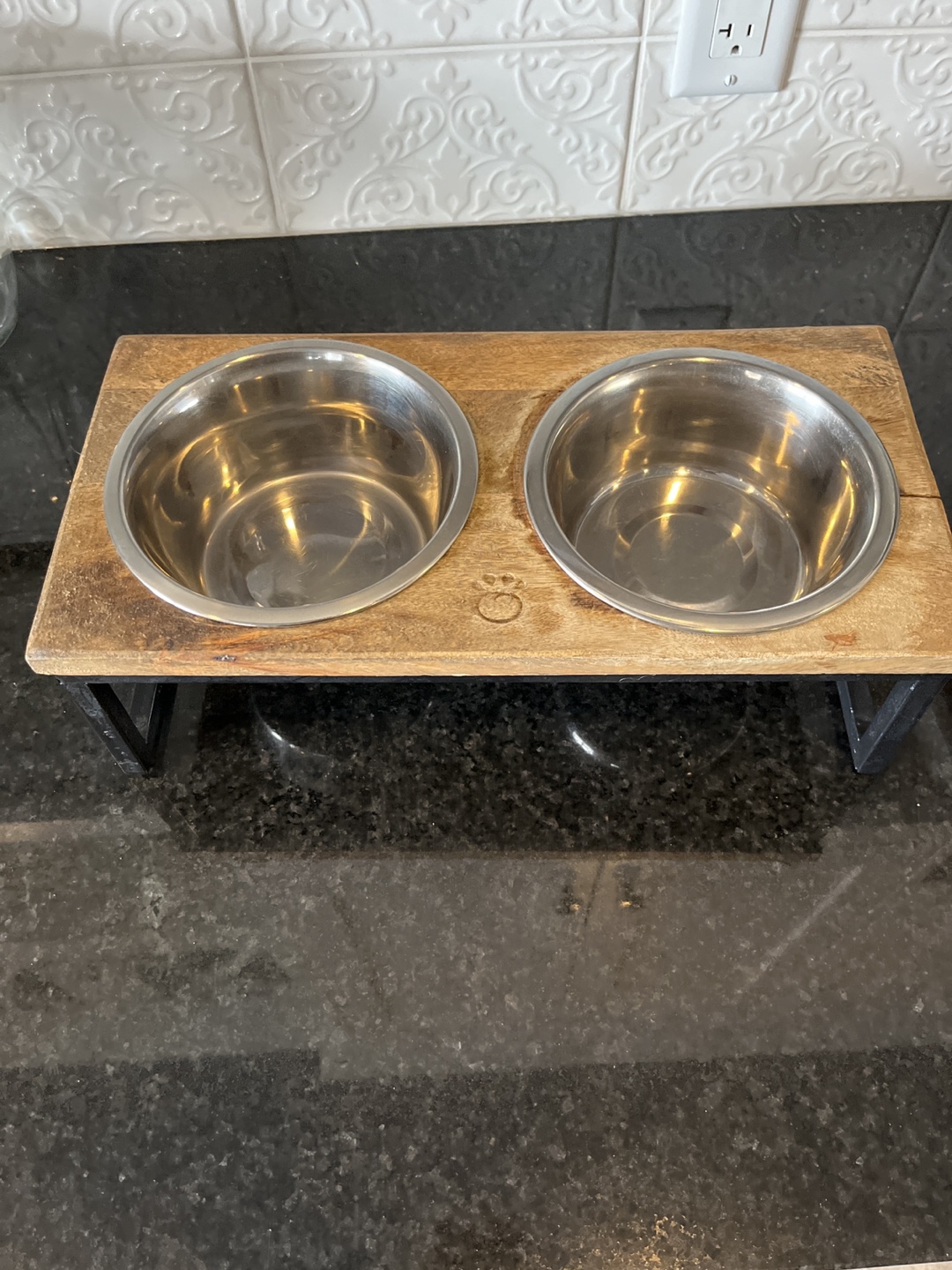 Elevated Dog Bowl Feeder, Two Stainless Steel Bowls