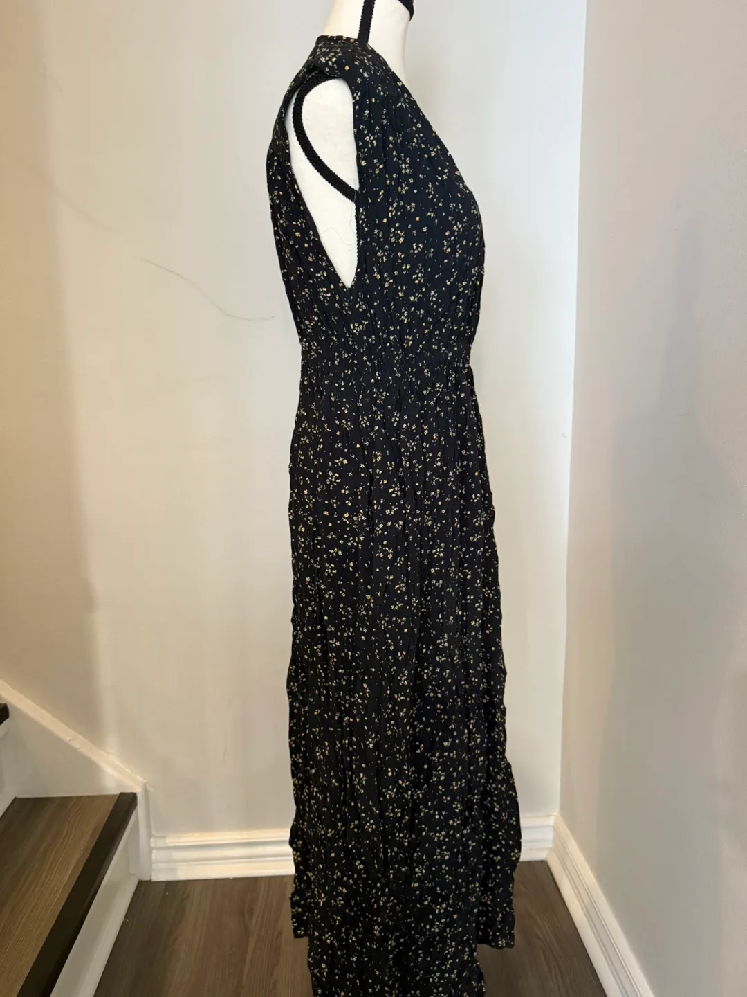 Ganni Black Floral Midi Dress image indicator(3)