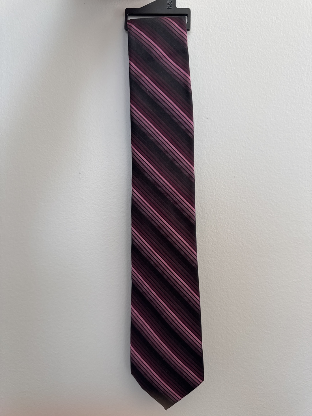 Men's Purple and Black Striped Necktie