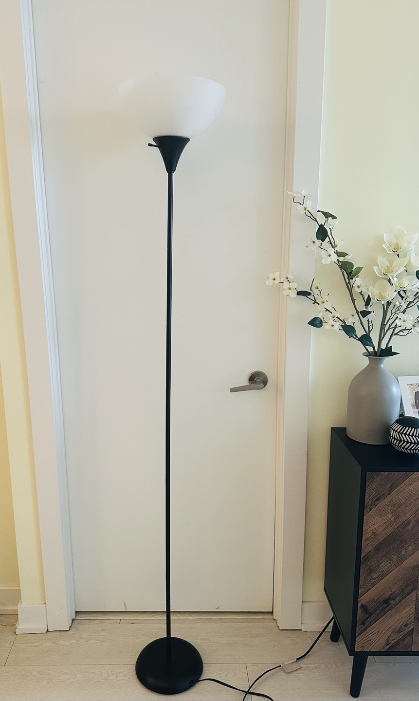 Modern Black Floor Lamp with White Shade