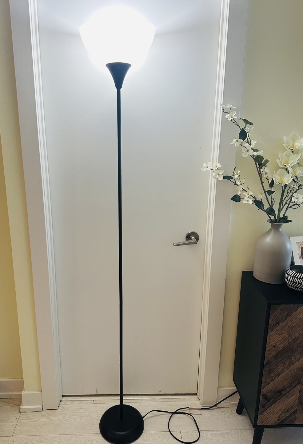 Modern Black Floor Lamp with White Shade - photo 3