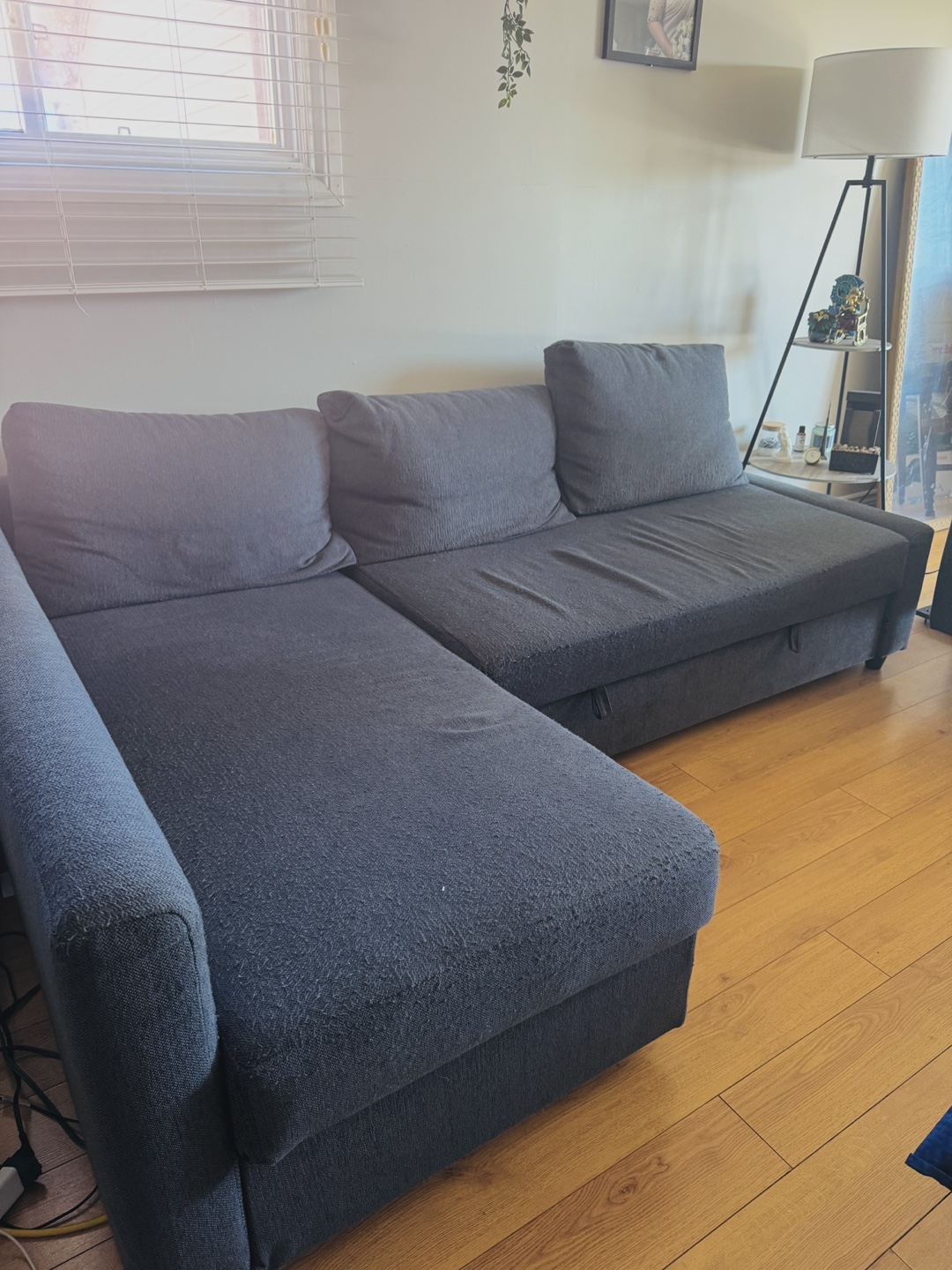 IKEA Grey Sectional Sofa bed with Armchair with single seater - photo 3