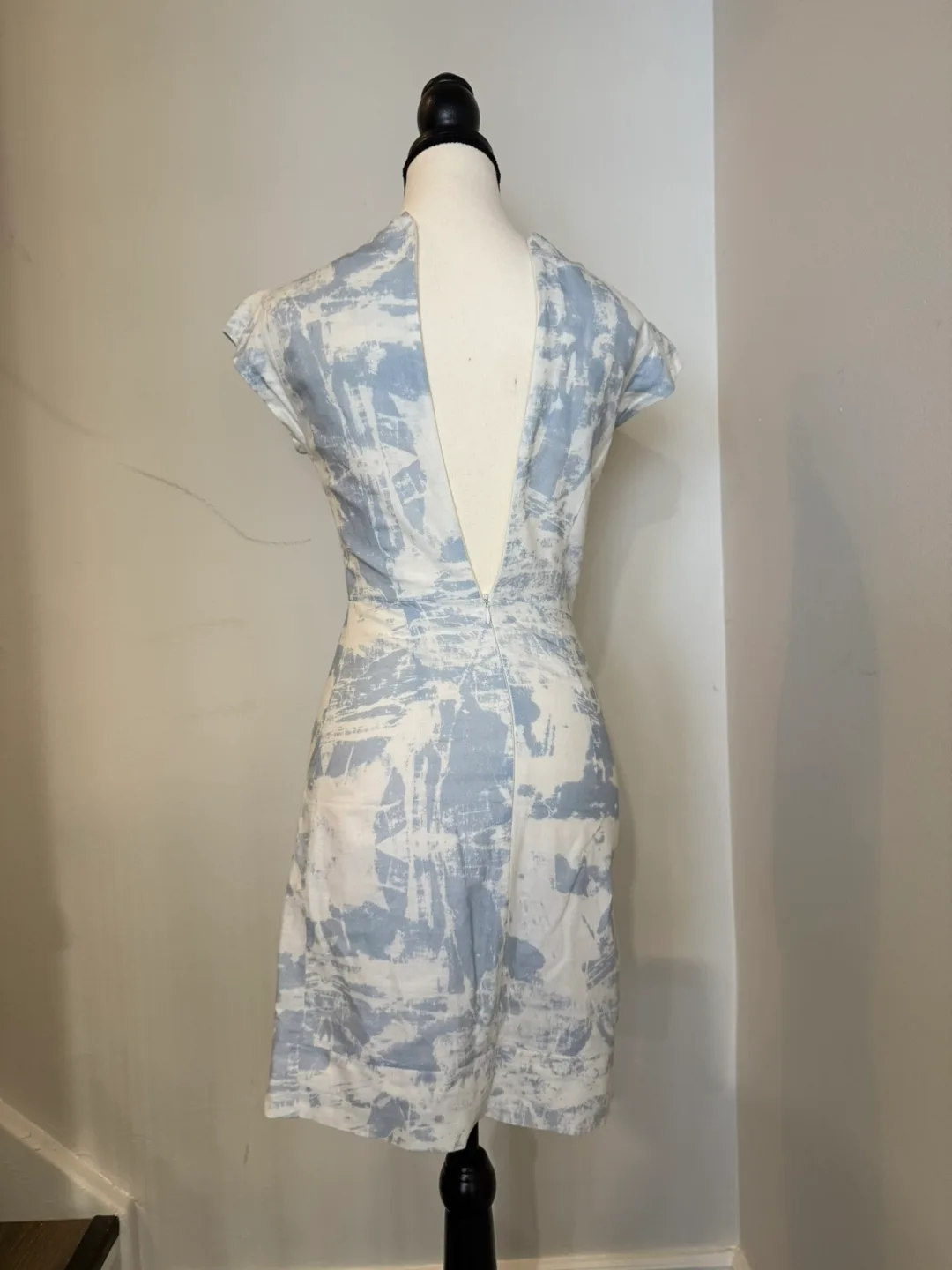 French Connection Blue and White Abstract Print Dress image indicator(3)