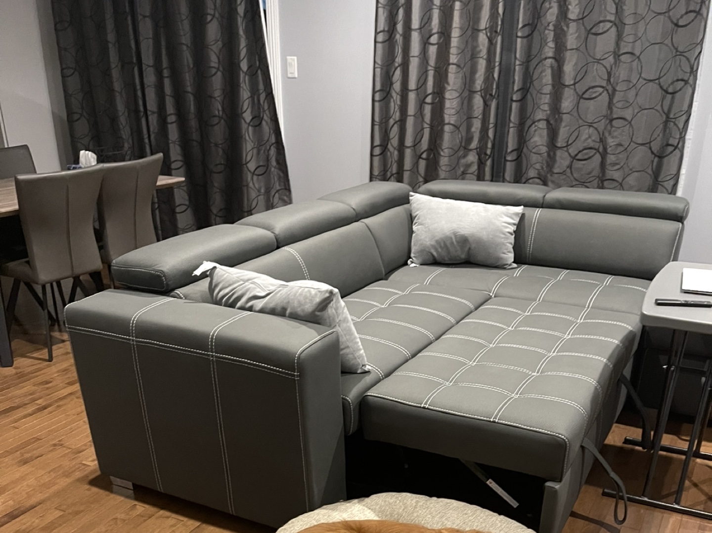 Grey Sectional Sofa with Pull-Out Bed