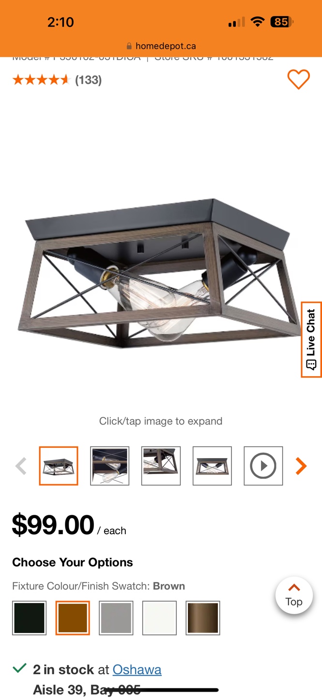2-Light Black Flushmount Light Fixture Oak Accents - photo 2