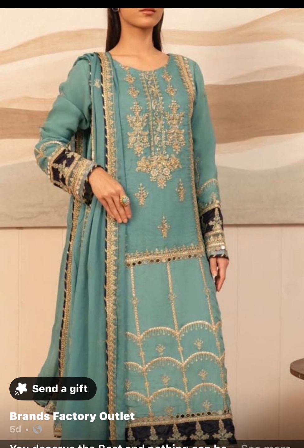 Elegant Teal Embroidered trouser shirt