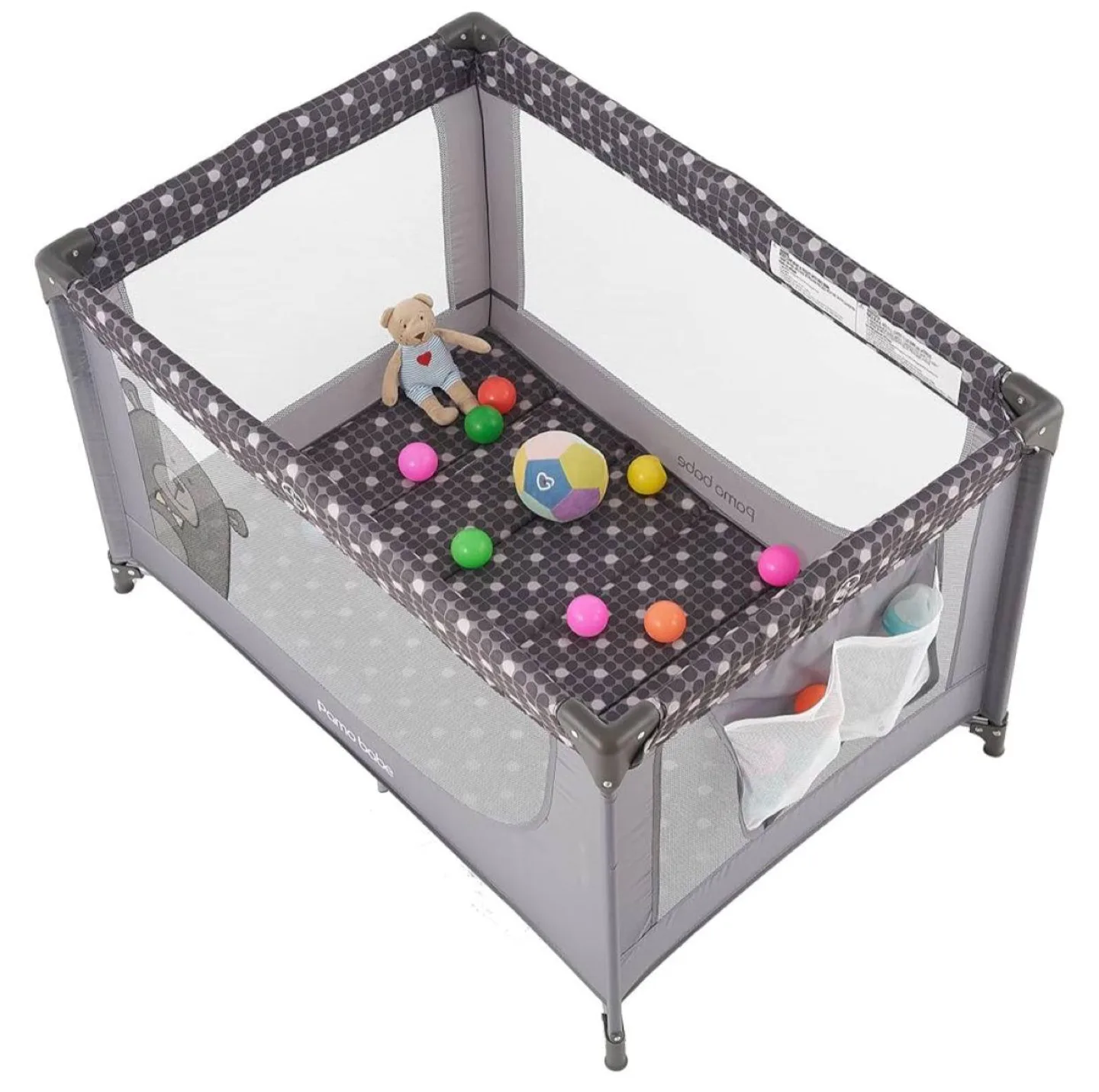 Pamo Babe Portable Playard/Travel Crib - Gray/White image indicator(3)