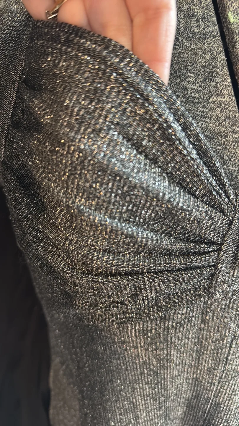 Silver Sparkle  vintage 70s Halter Maxi  Dress image indicator(4)