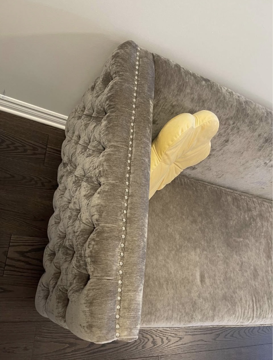 Grey Velvet Tufted Sofa - photo 3