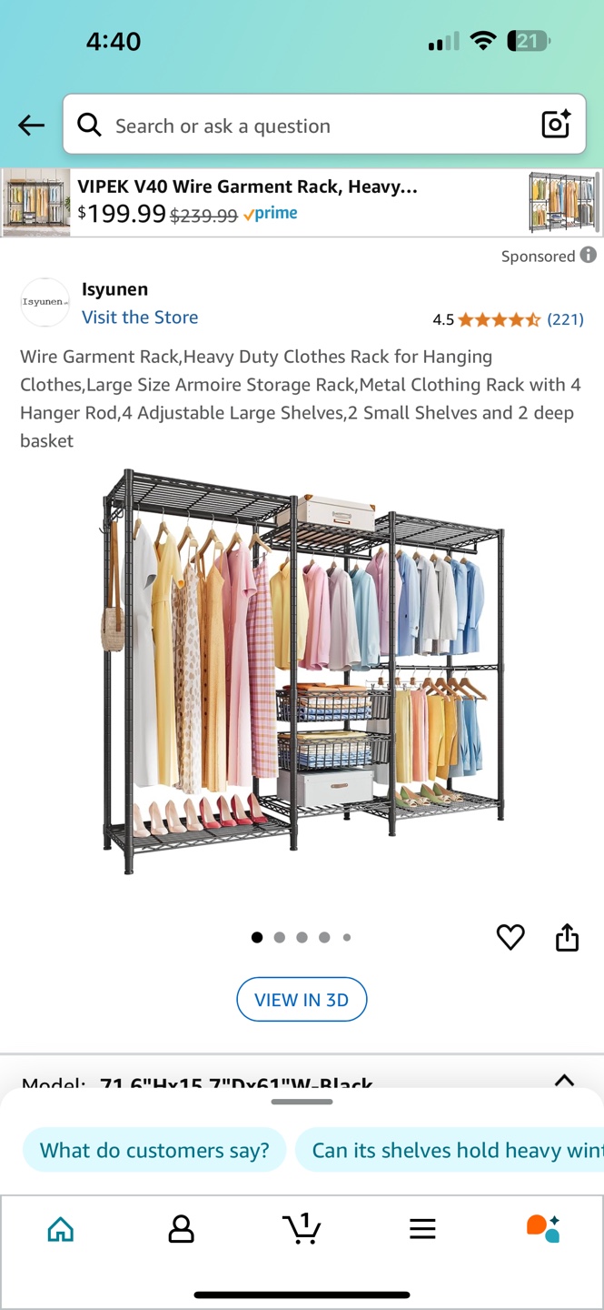 VIPEK V40 Wire Garment Rack, Heavy Duty Clothes Rack