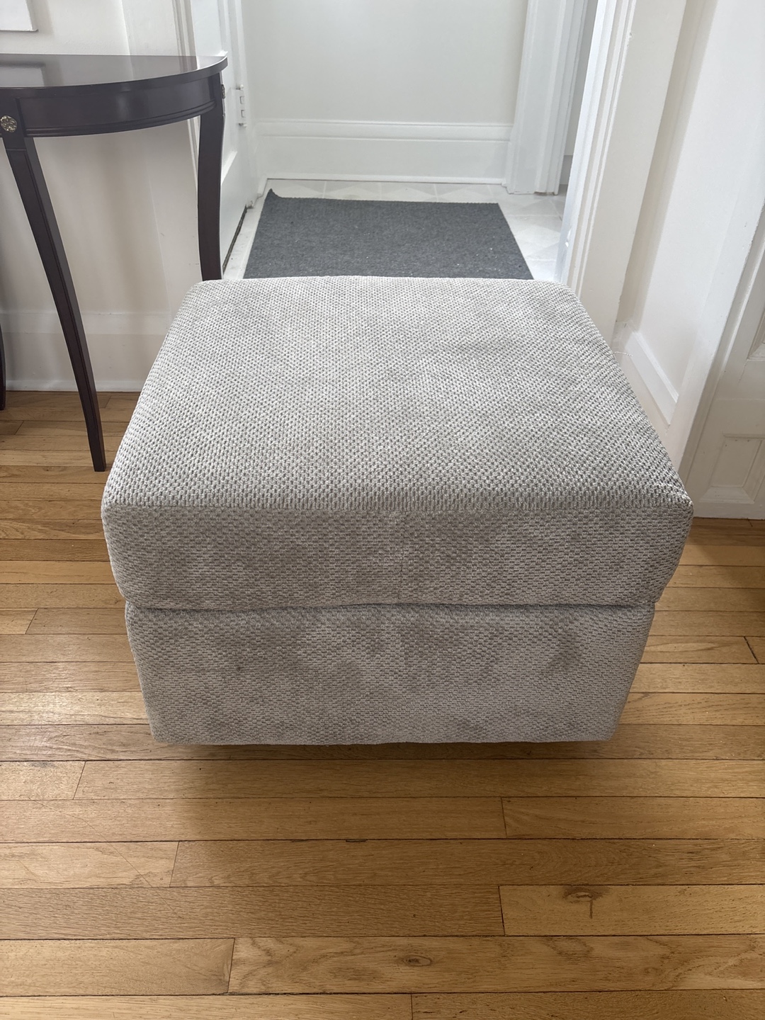Grey Fabric Storage Ottoman