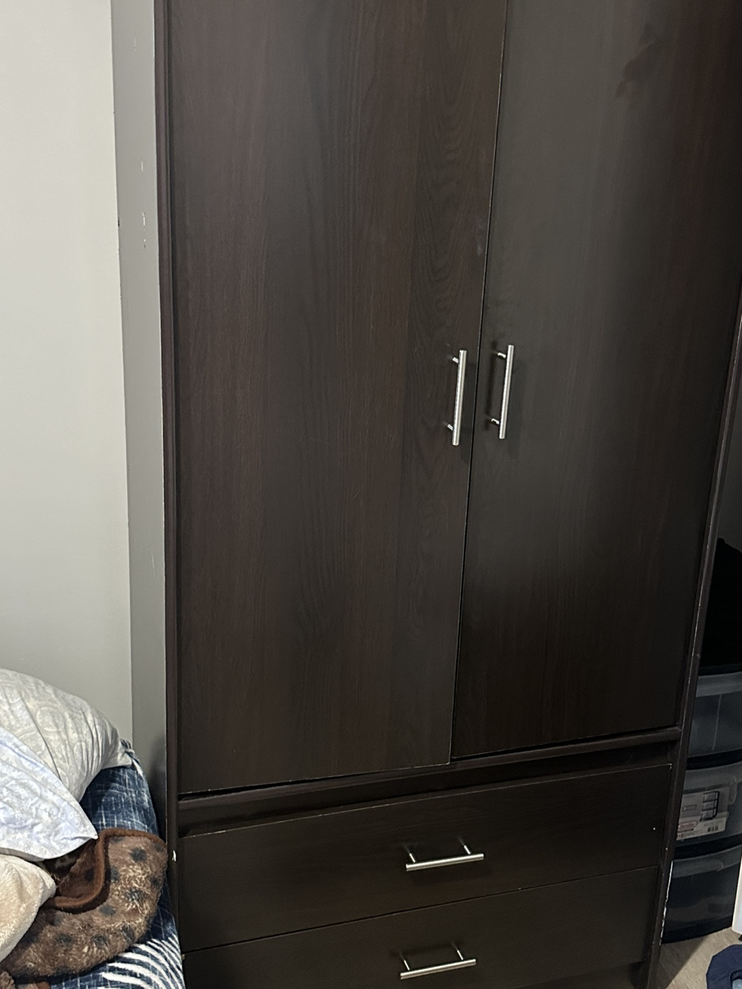 Dark Brown Armoire with Two Drawers