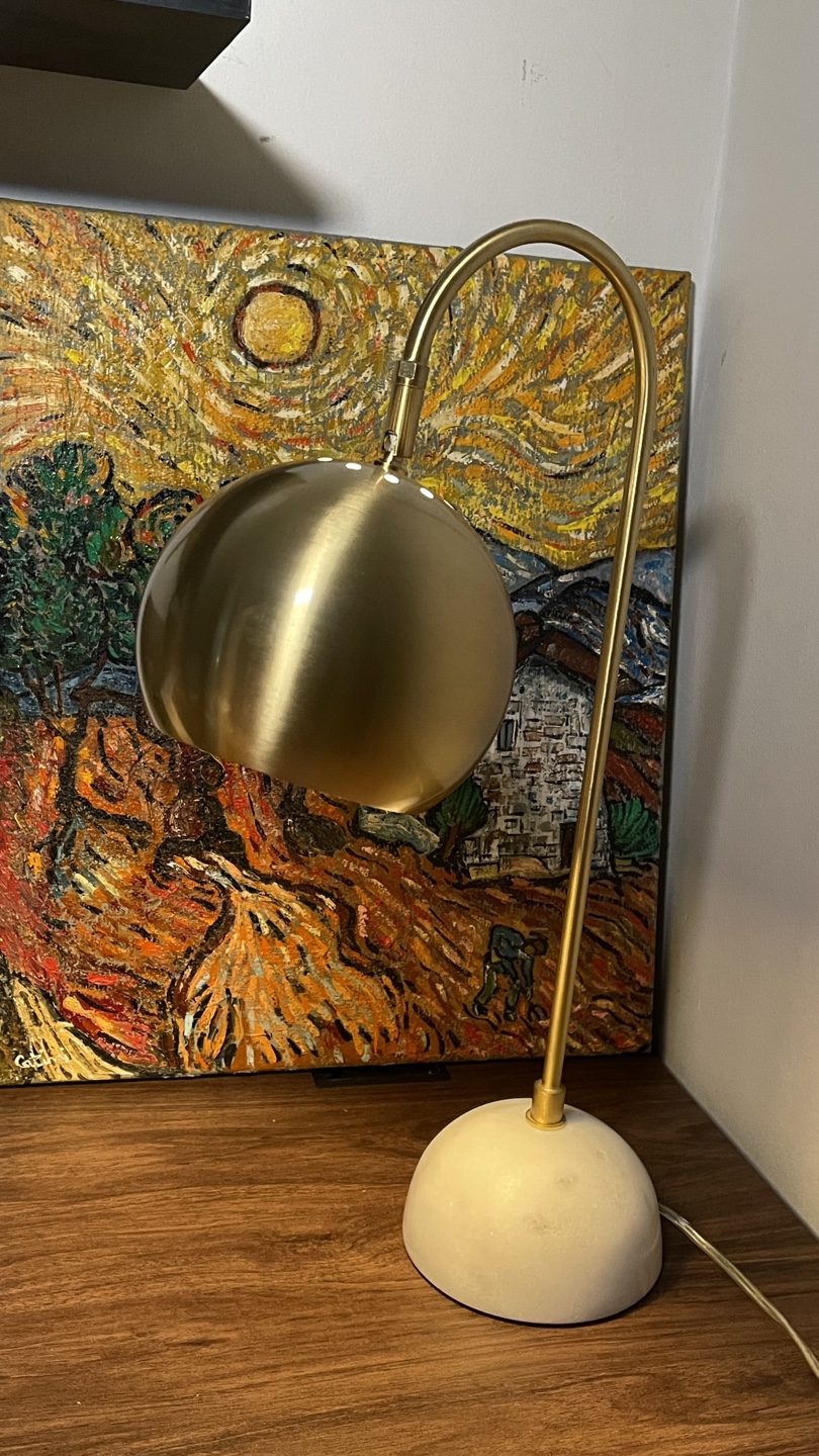 Mid-Century Modern Brass & Marble Desk Lamp - photo 4