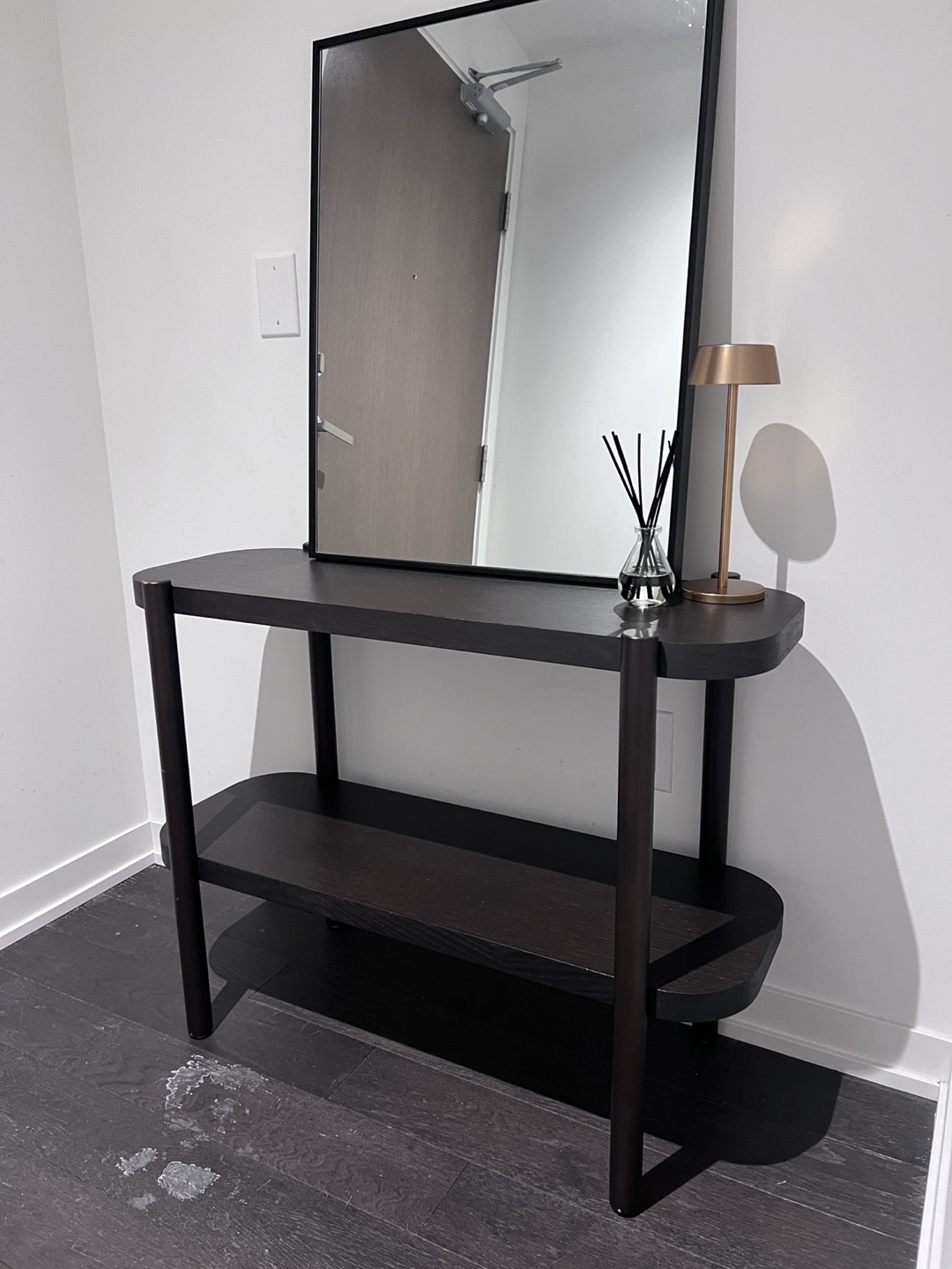 Dark Brown Console Table with Shelf