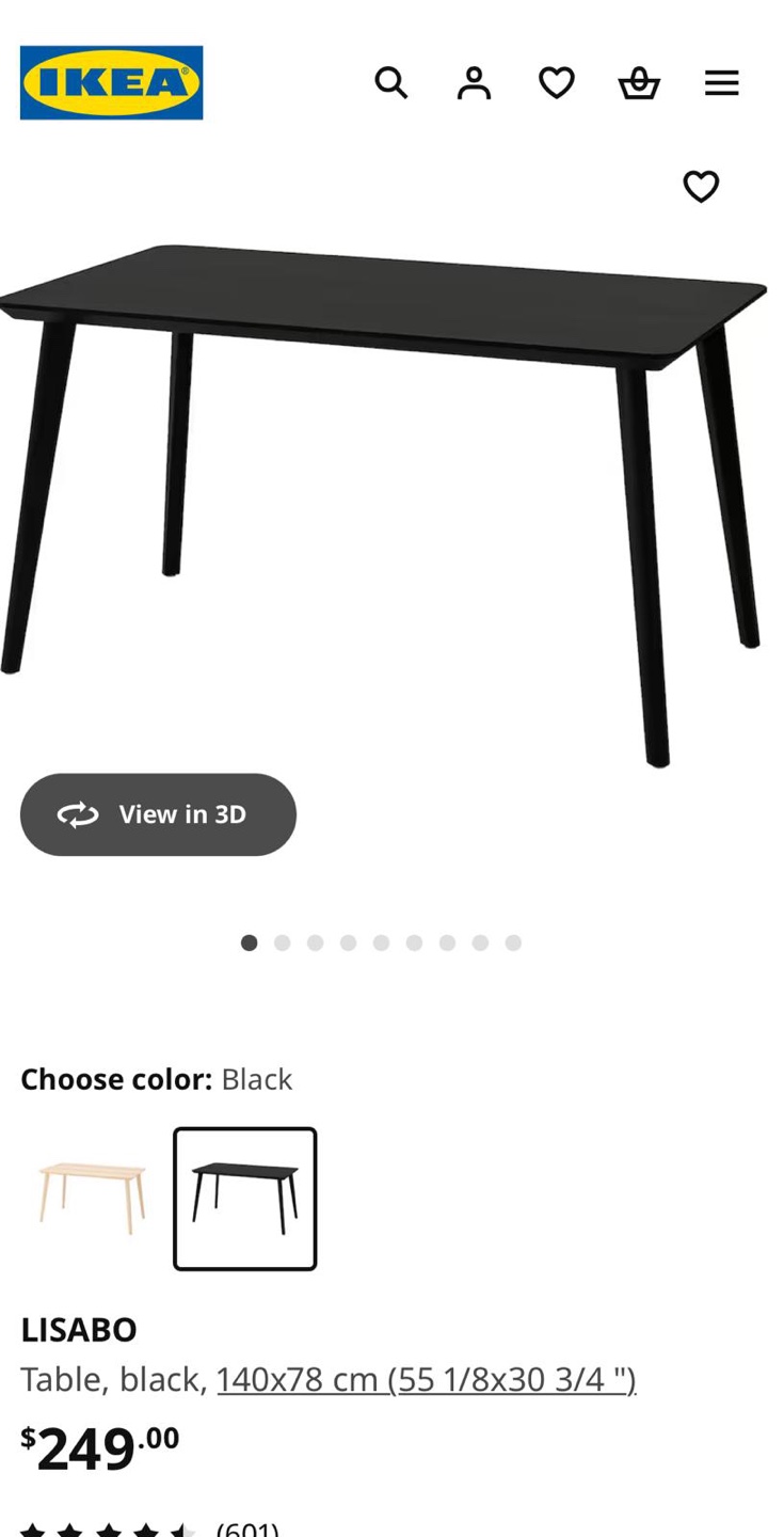 IKEA LISABO Black Table - photo 3
