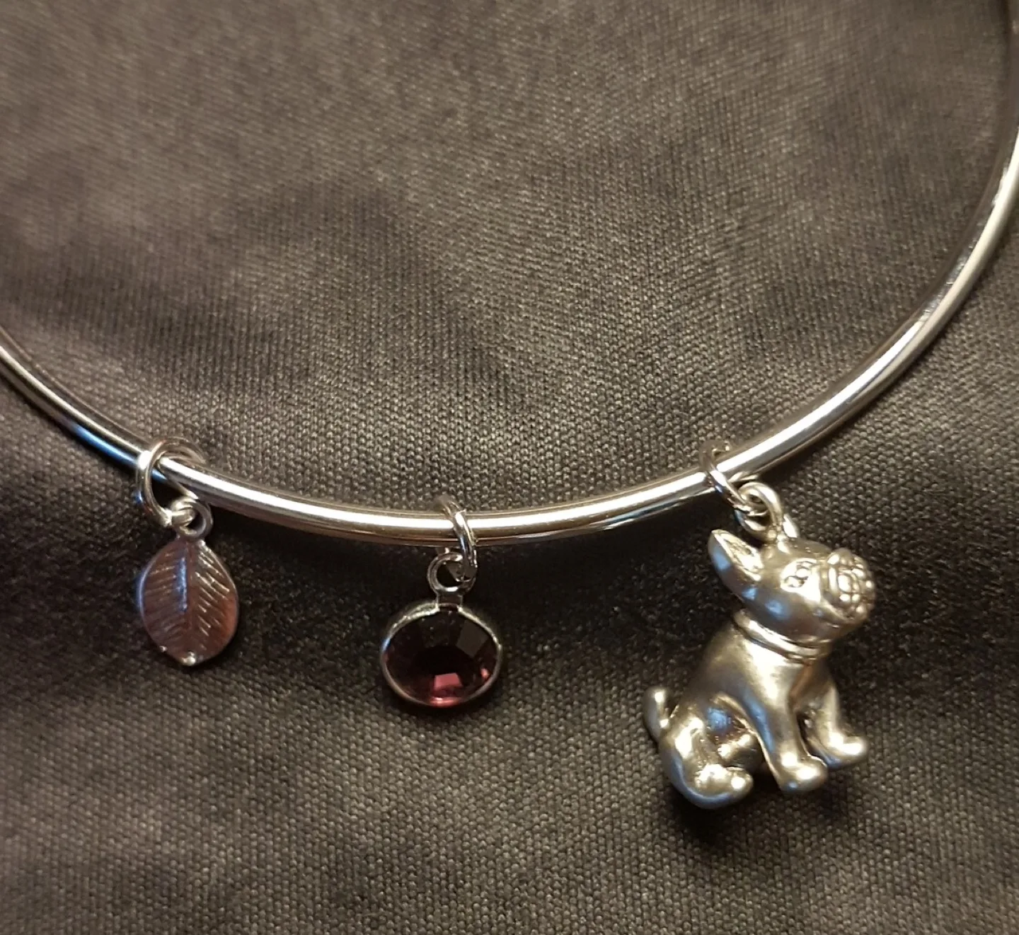 Silver French Bulldog Charm Bangle Bracelet image indicator(2)