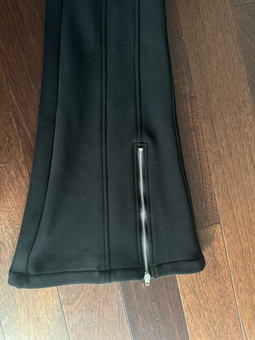 Black Bell Bottom Pants with Zipper Detail image indicator(5)