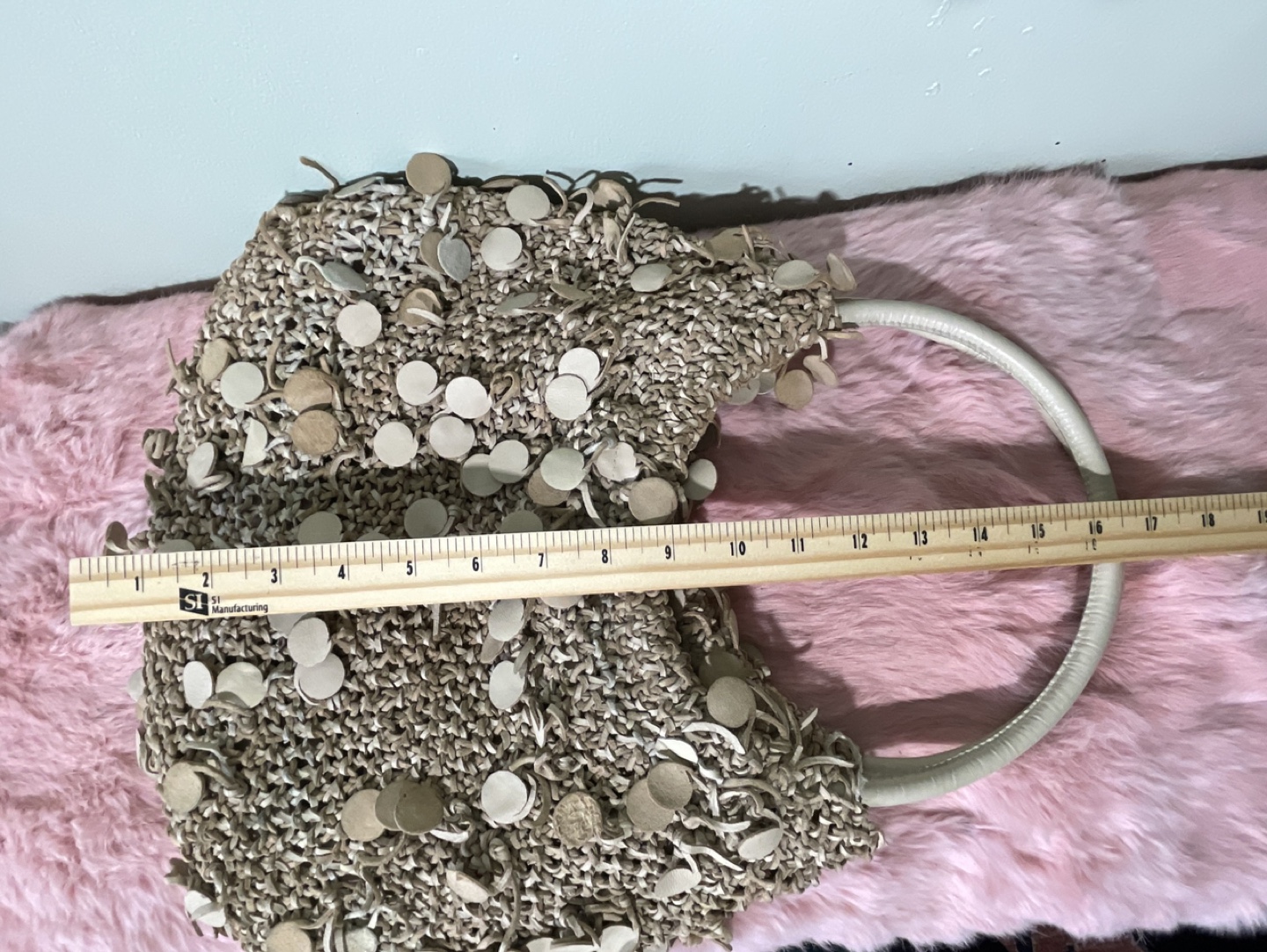 Unique Hand Made Beaded Leather Knitted Raffia Handbag - photo 3