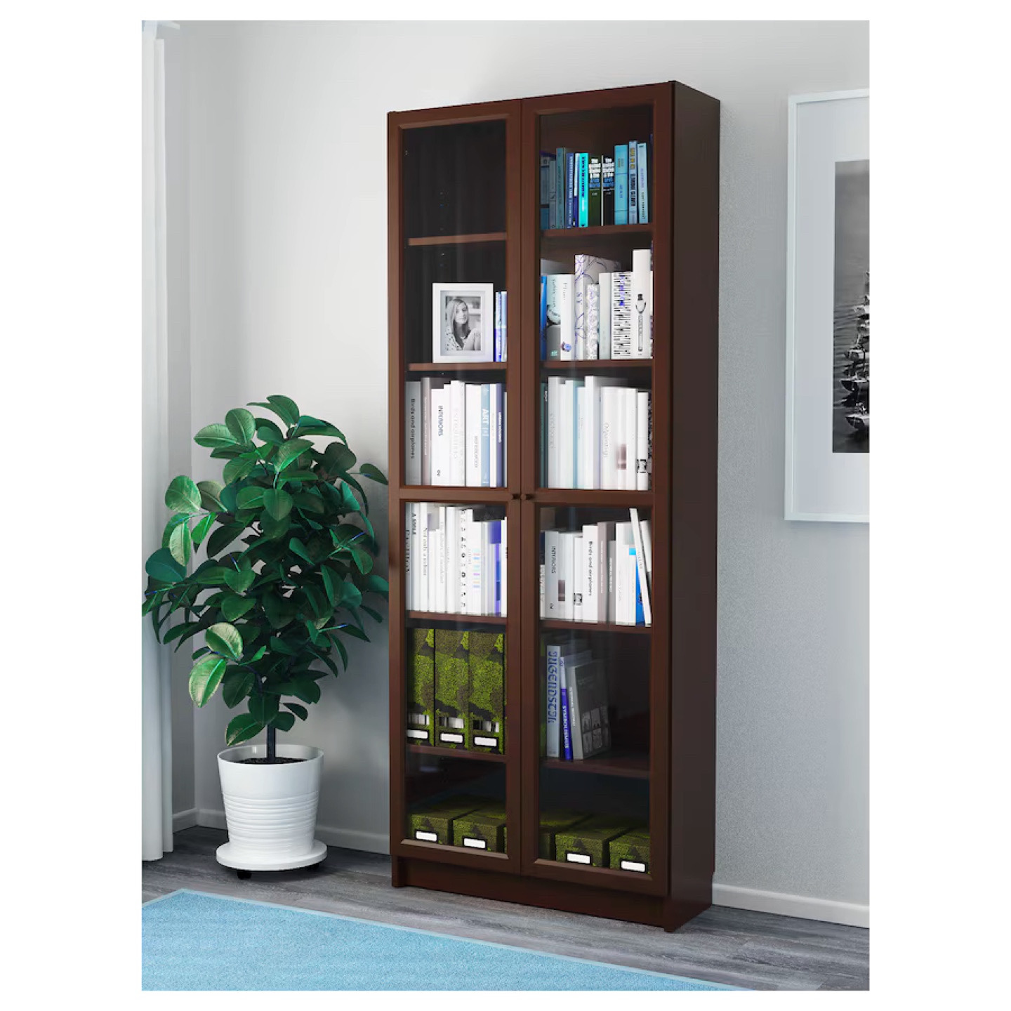 IKEA Glass-Door Cabinet - Dark Blue - photo 4