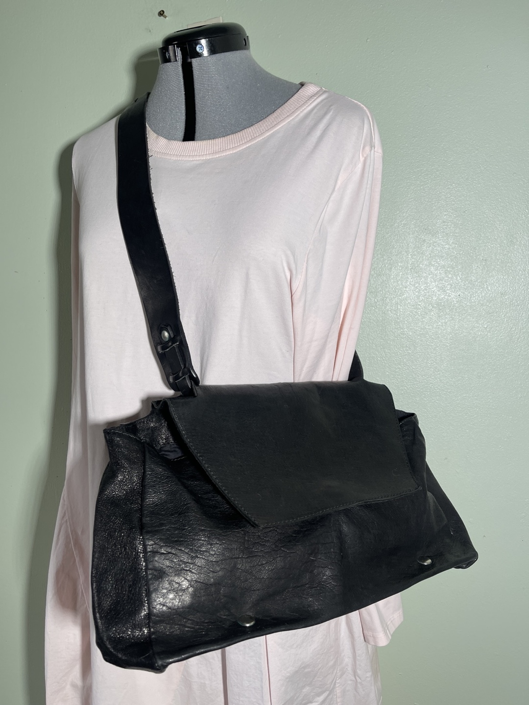 Malloni Black Leather Crossbody Bag
