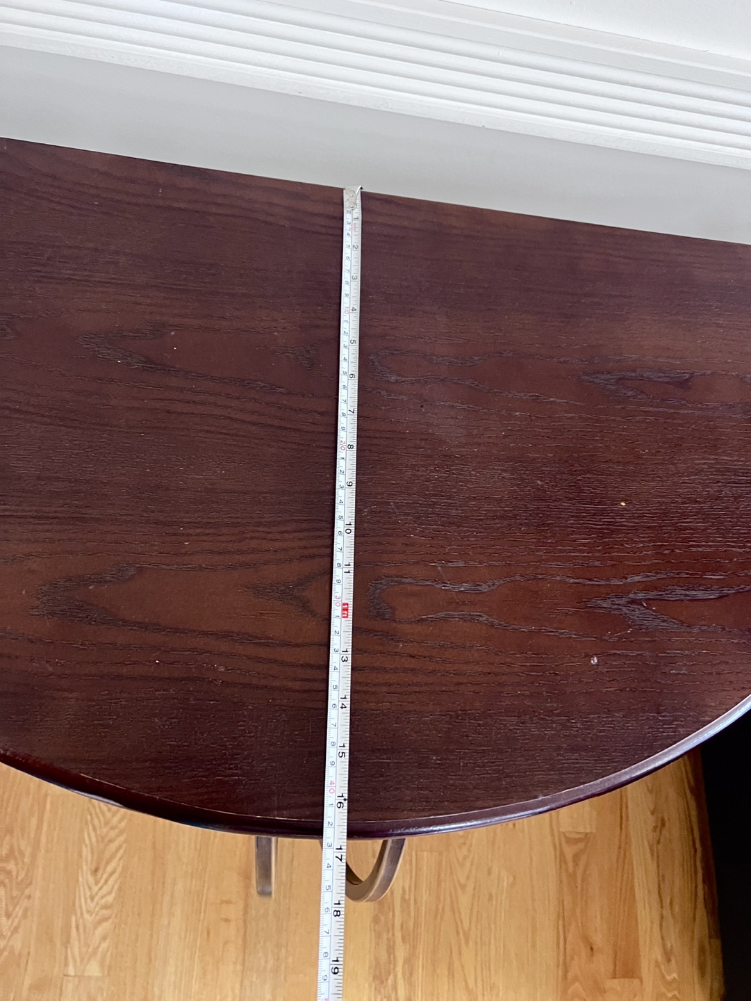 Dark Wood Half-Moon Console Table with Metal Legs - photo 5