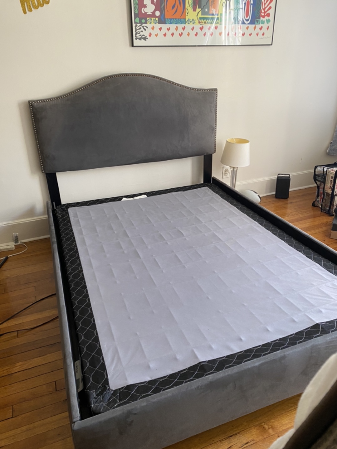 Moving Out Sale! Gray Upholstered Full size bed
