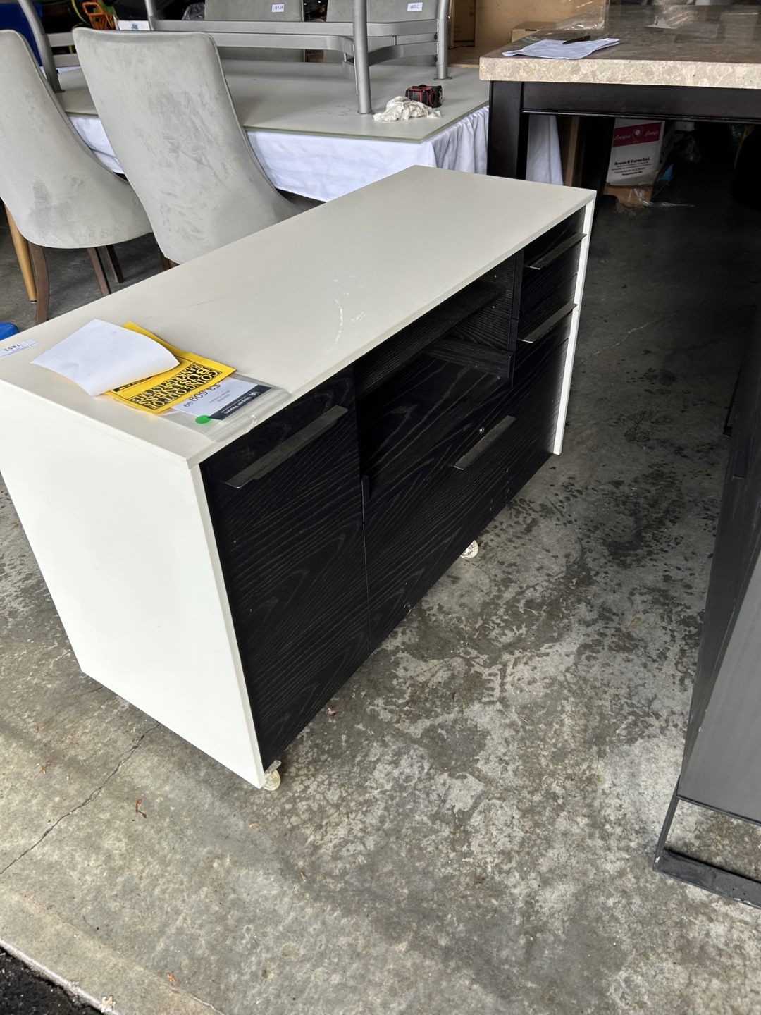 Modern Two-Tone Storage Cabinet with Wheels - photo 2