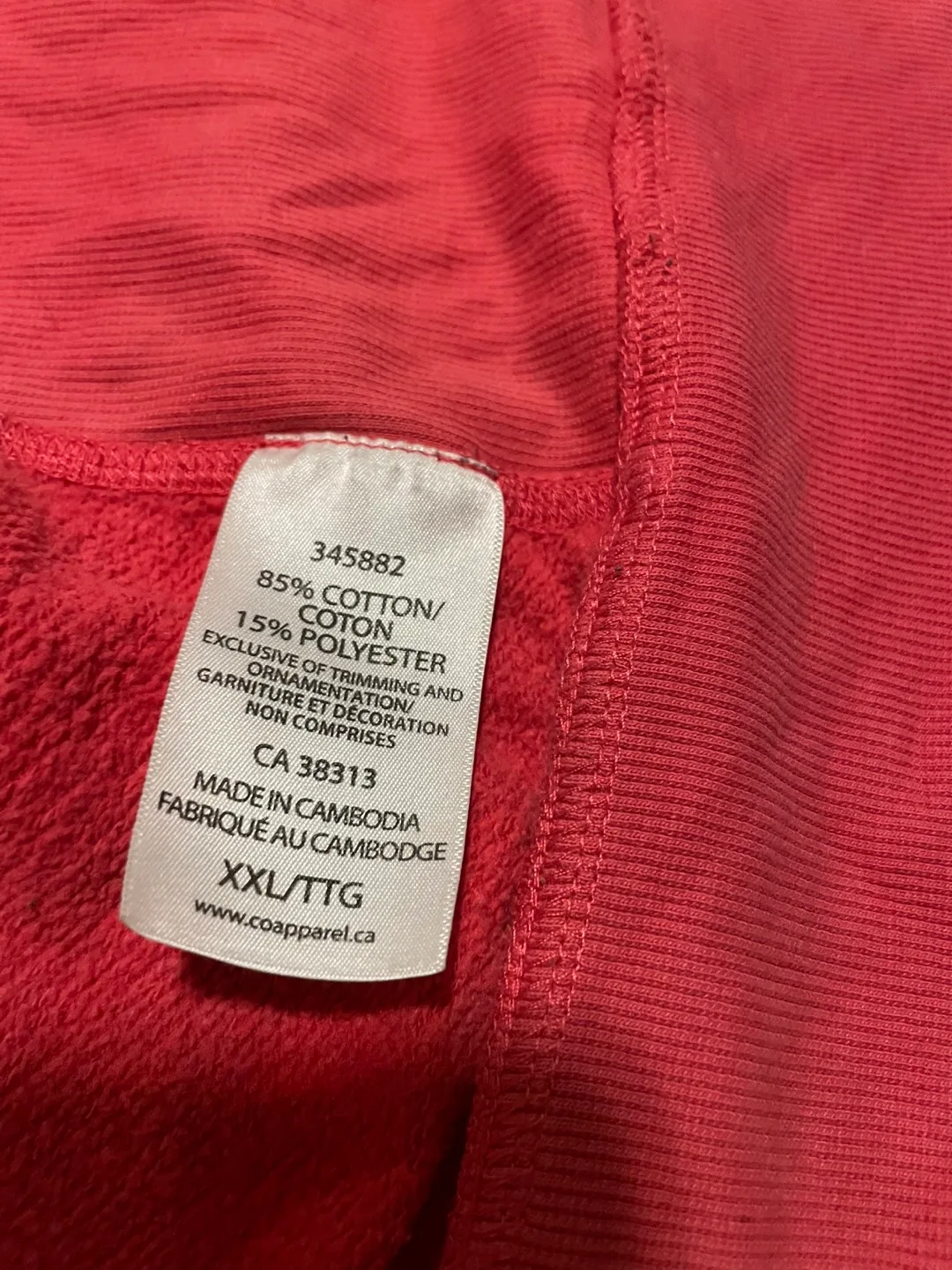 Coa Apparel Red Zip-Up Hoodie - XXL/LTG image indicator(3)