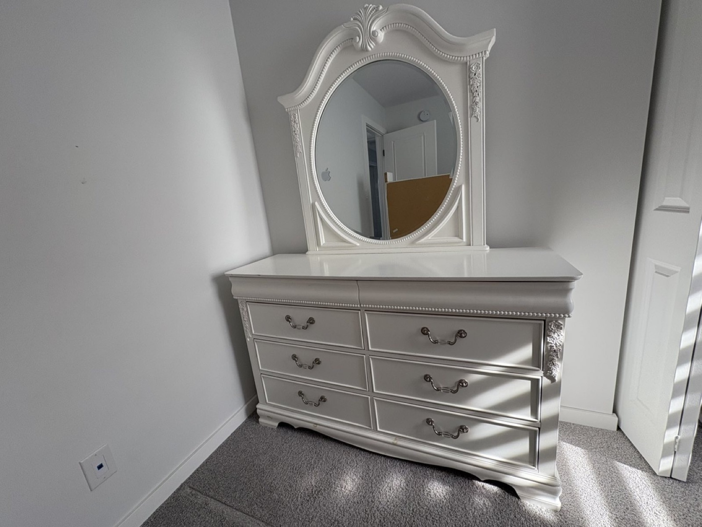 White Vanity Dresser with Mirror