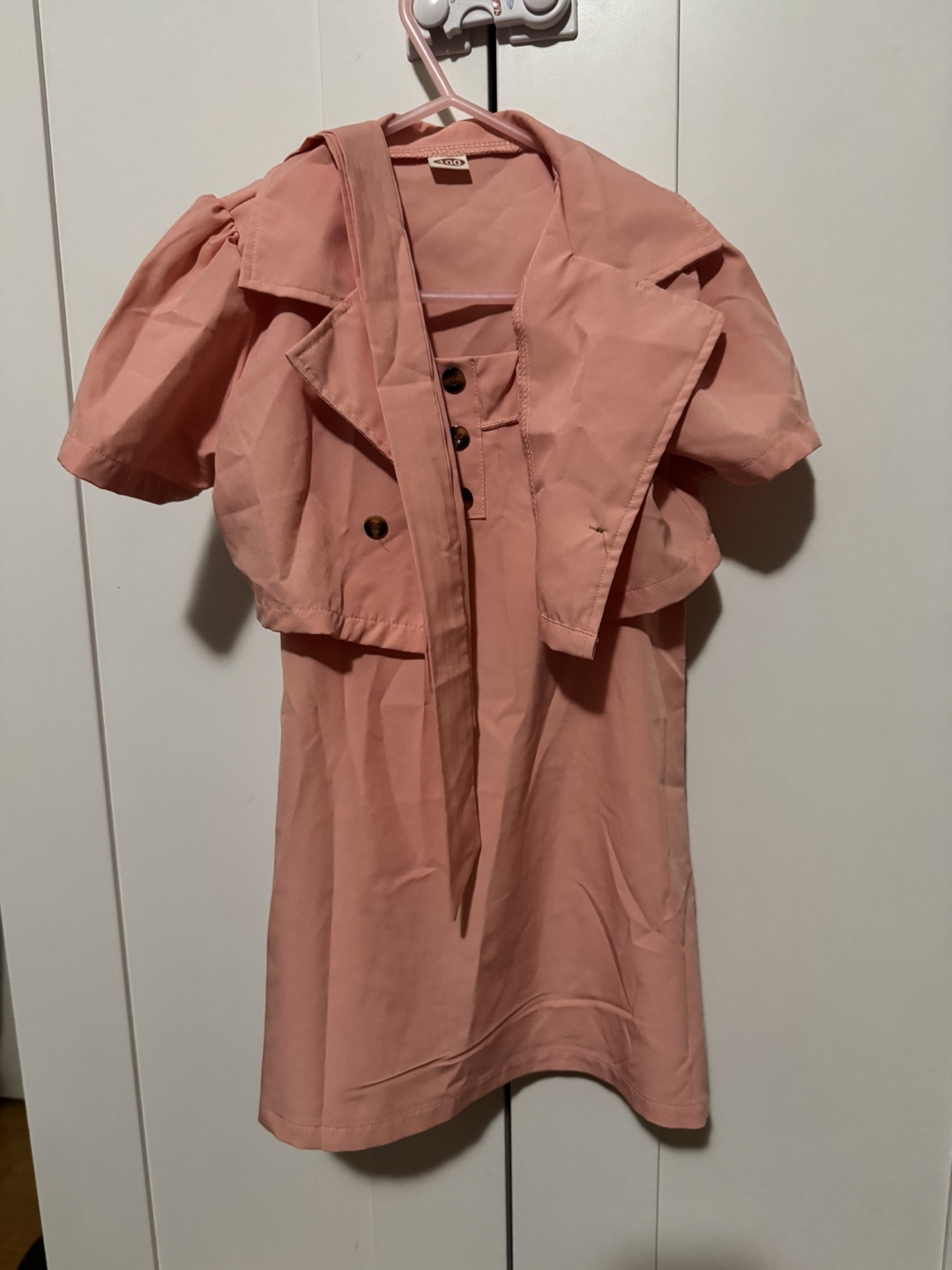 Adorable Peach Two-Piece Dress Set for Girls