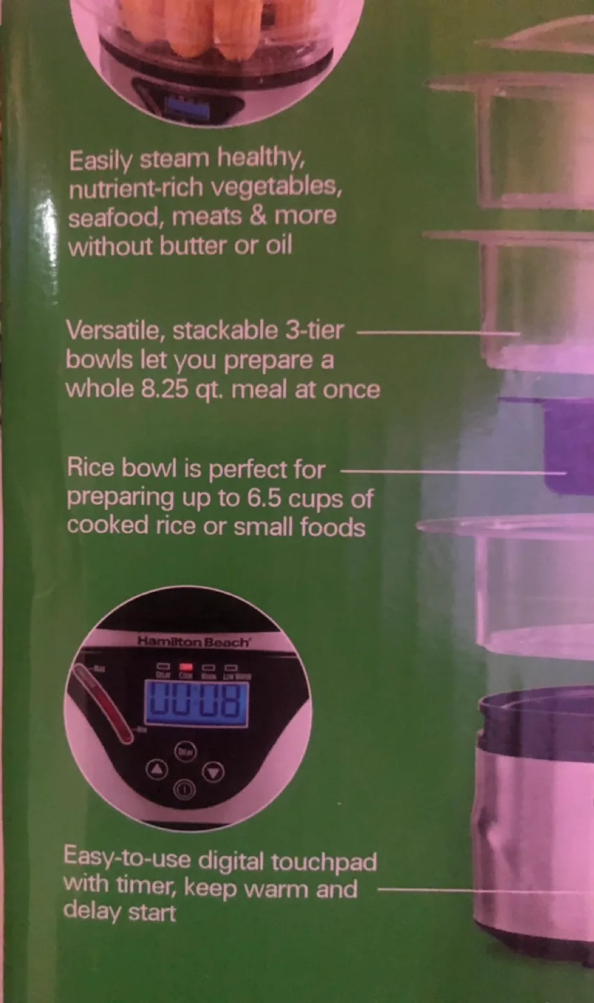 Hamilton Beach 3-Tier Digital Food Steamer - 8.25 Quart image indicator(4)