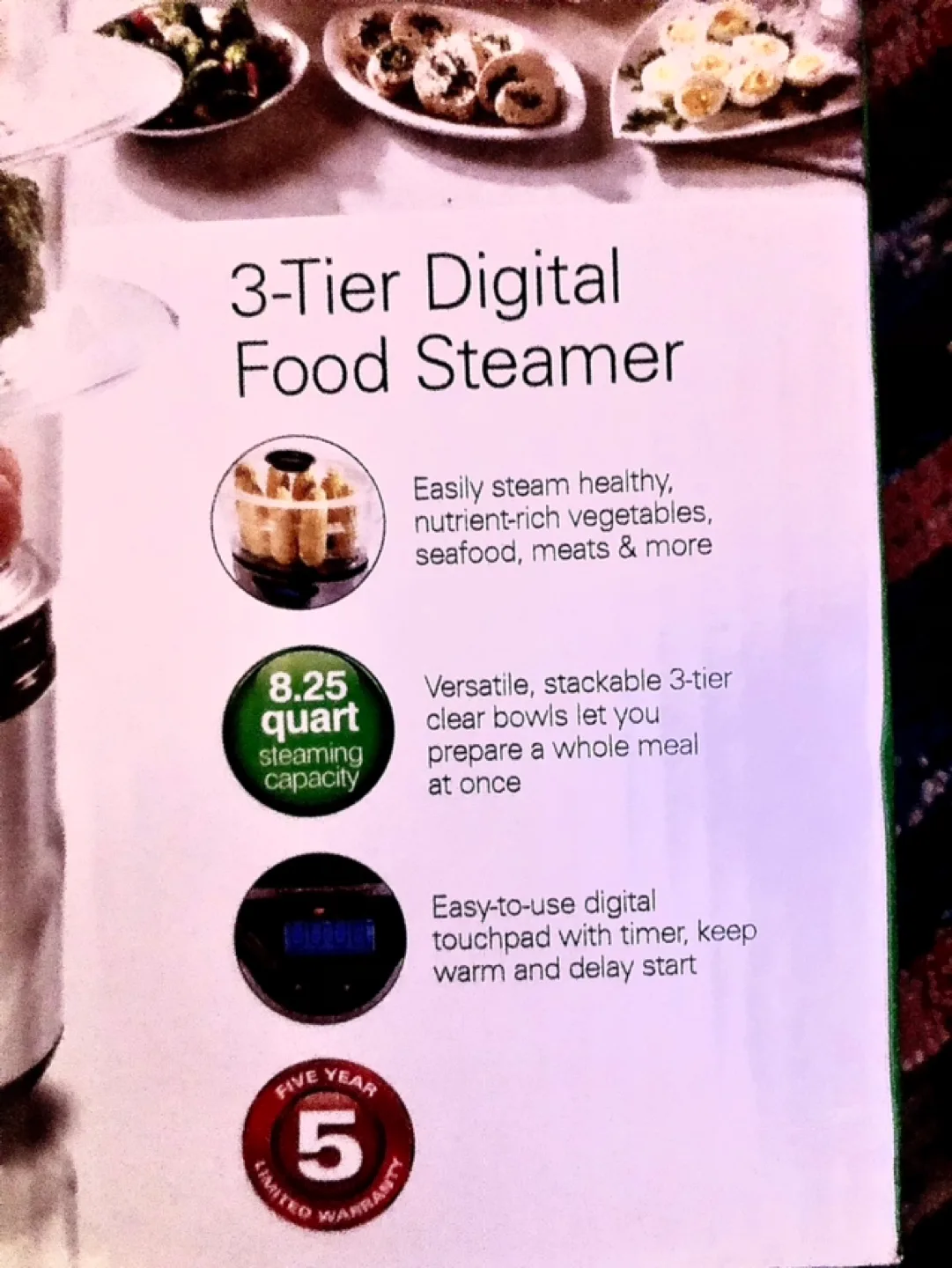 Hamilton Beach 3-Tier Digital Food Steamer - 8.25 Quart image indicator(2)