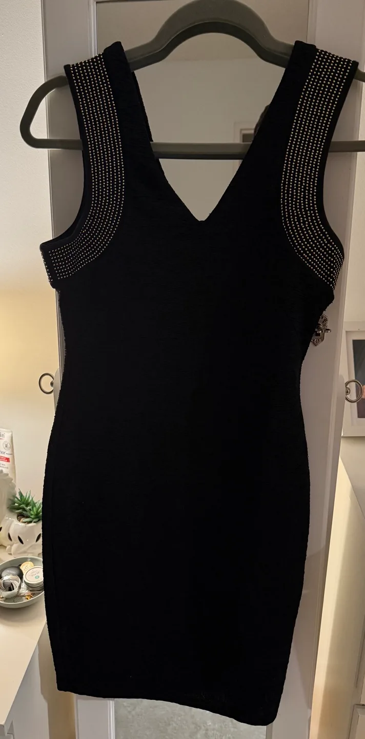 H&M Black Beaded Mini Dress Size XS image indicator(2)