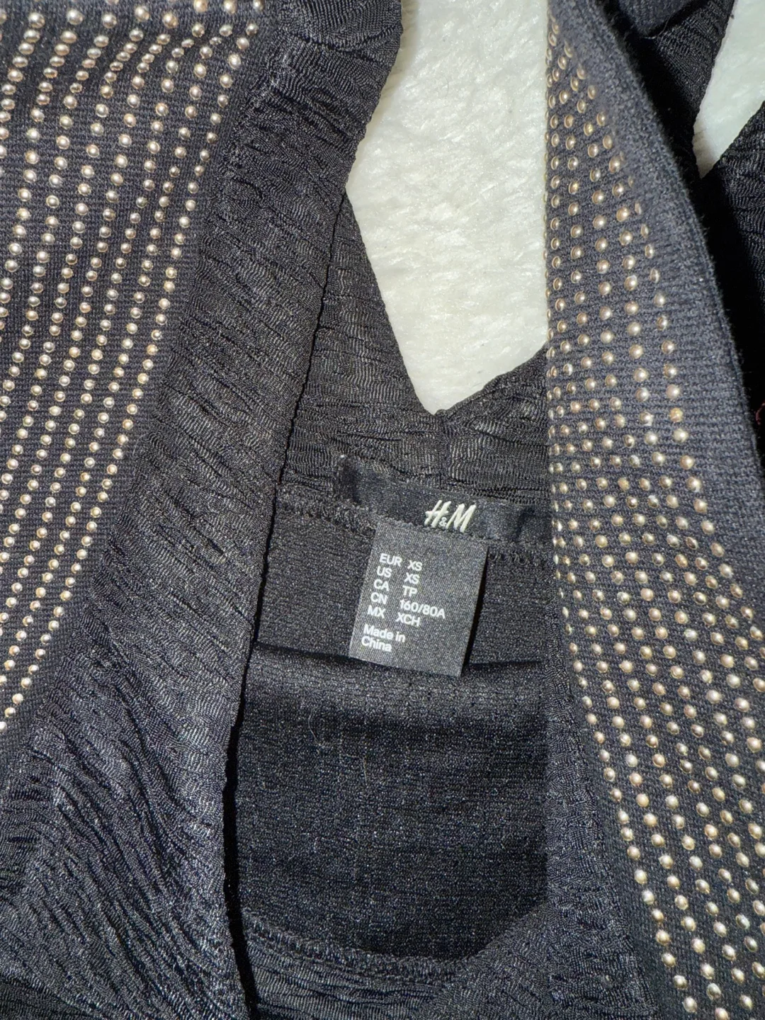 H&M Black Beaded Mini Dress Size XS image indicator(3)