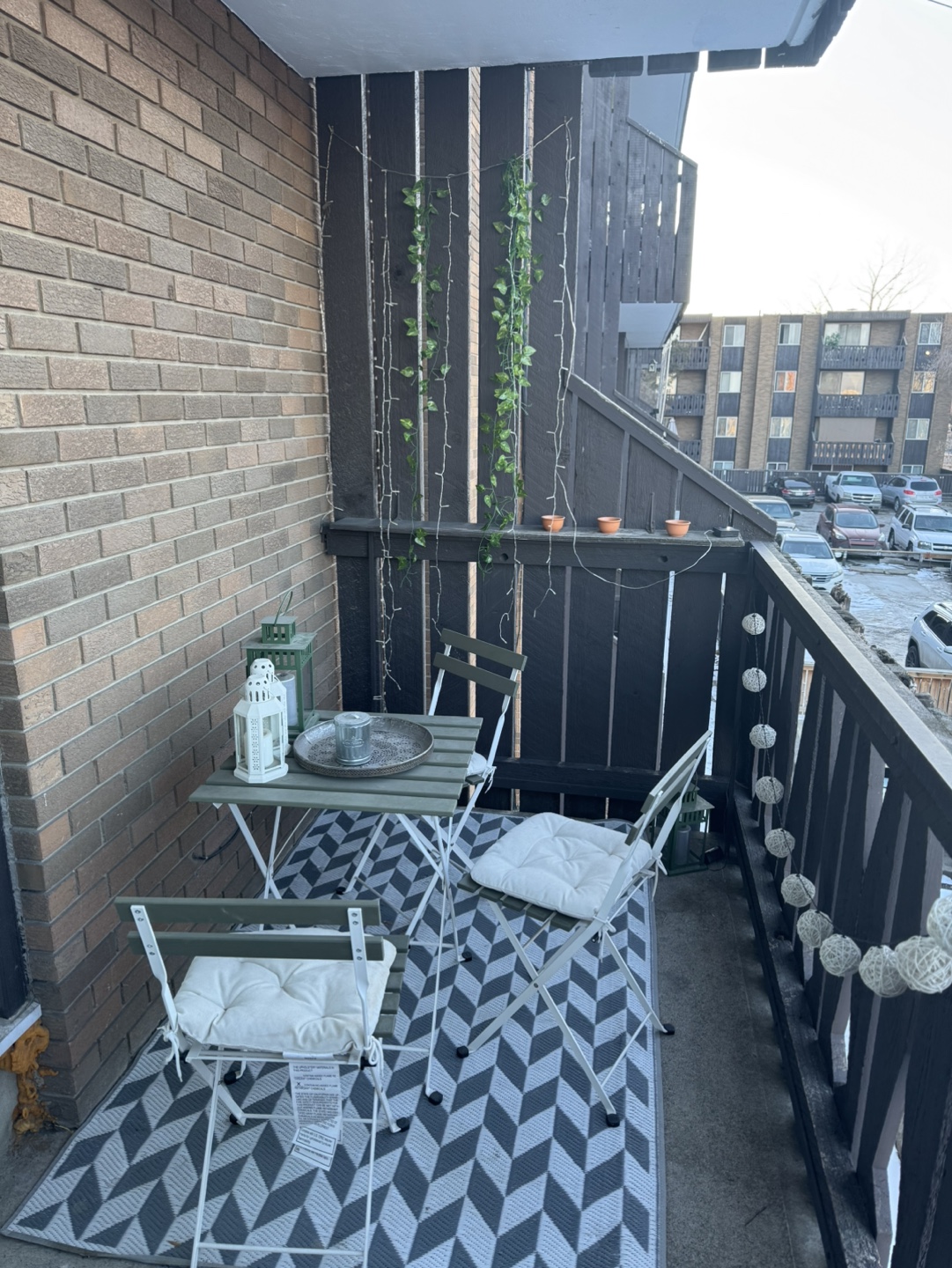 Balcony furniture set with decor
