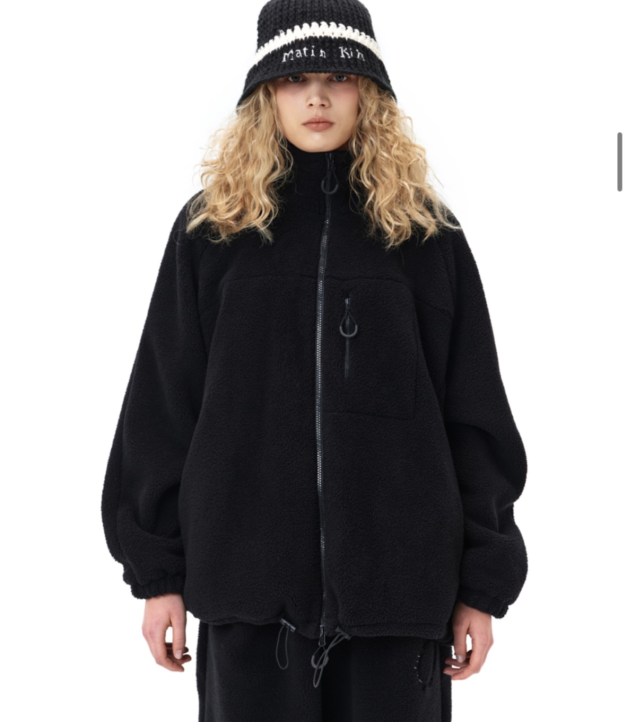 Matin Kim Black Fleece Zip-Up Jumper - photo 3