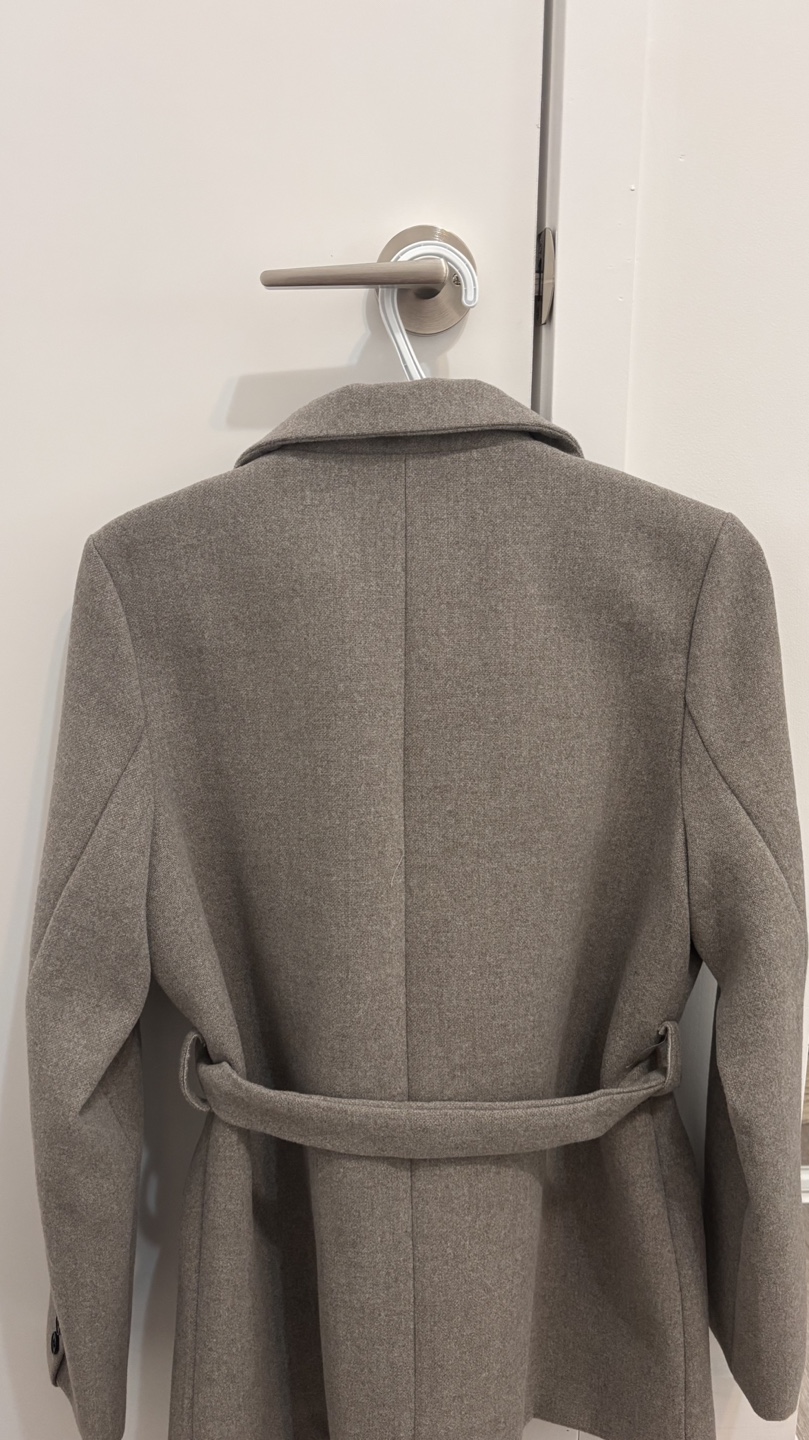 Grey belted wool blend coat - photo 3
