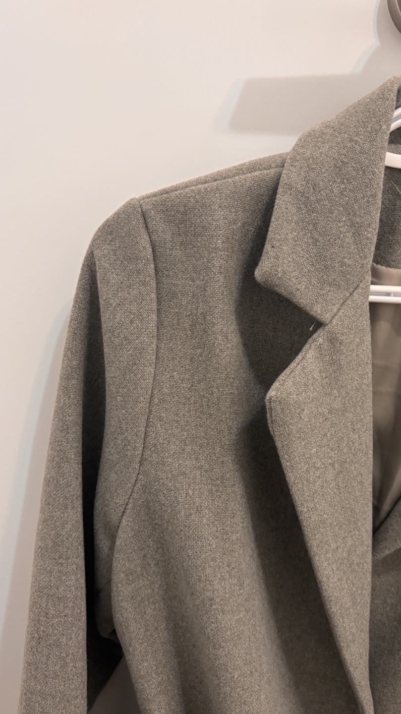 Grey belted wool blend coat - photo 4