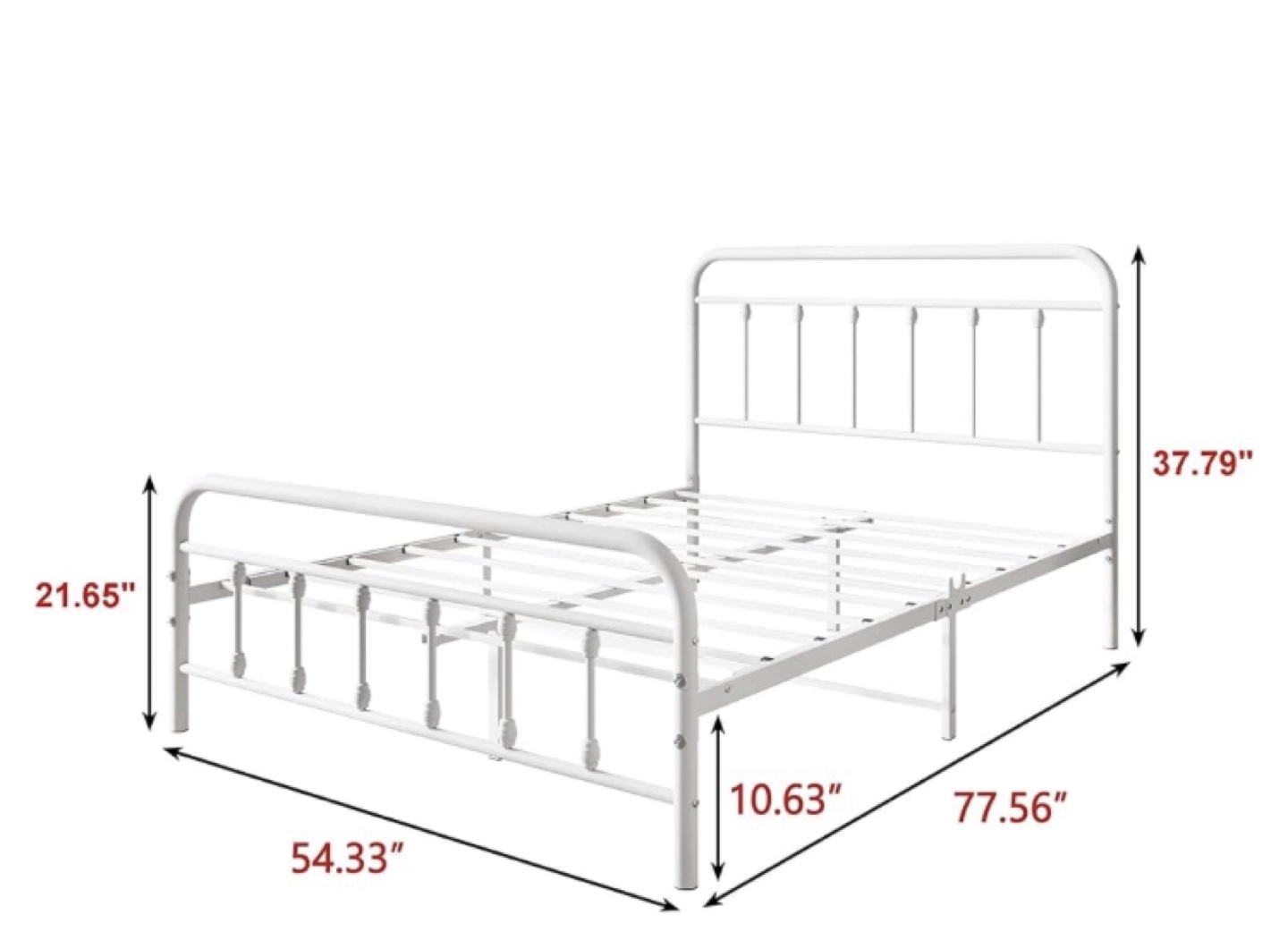 White Metal double Size Bed Frame - photo 4