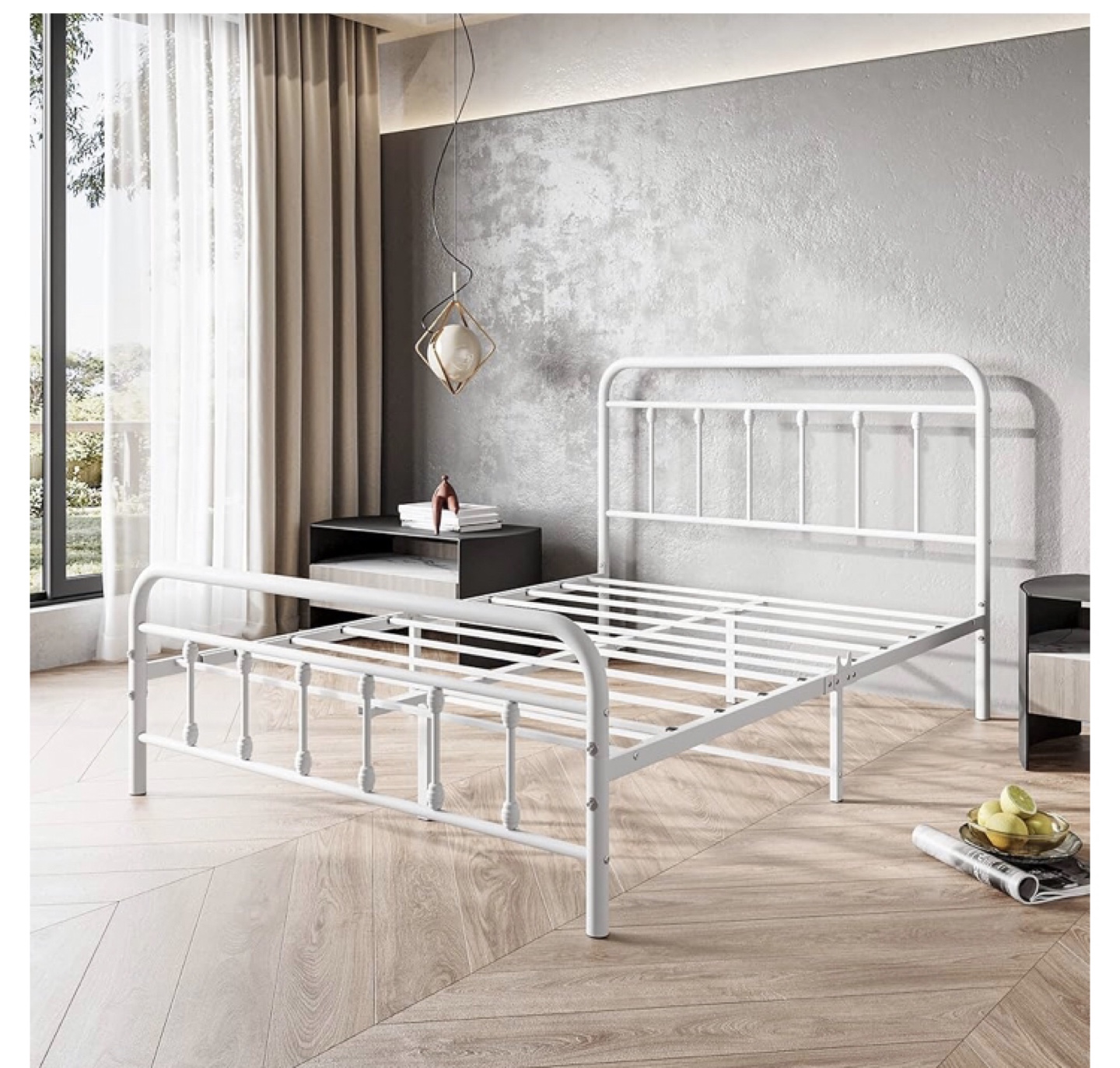 White Metal double Size Bed Frame