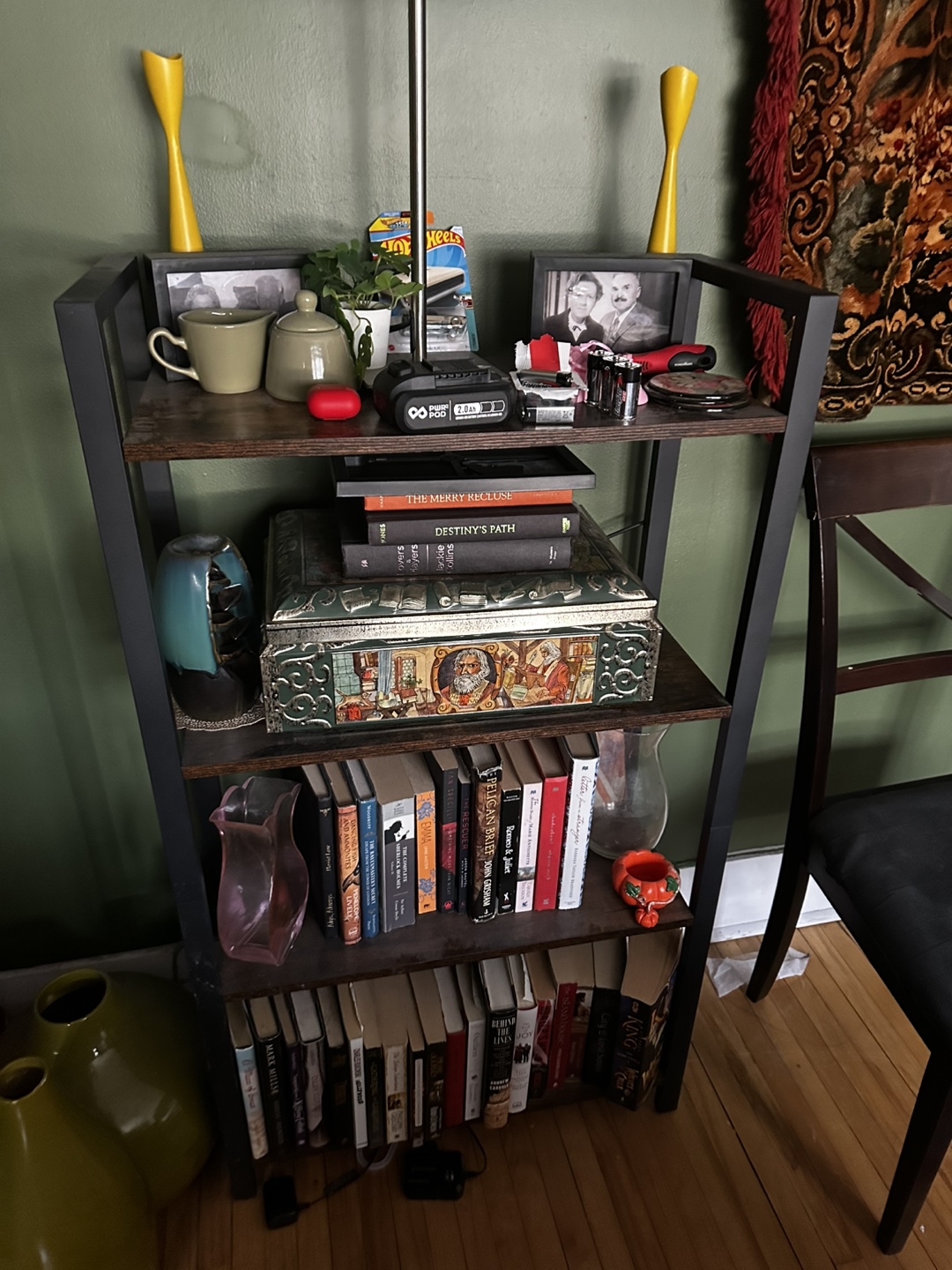 Four-Tier Black Metal Shelf