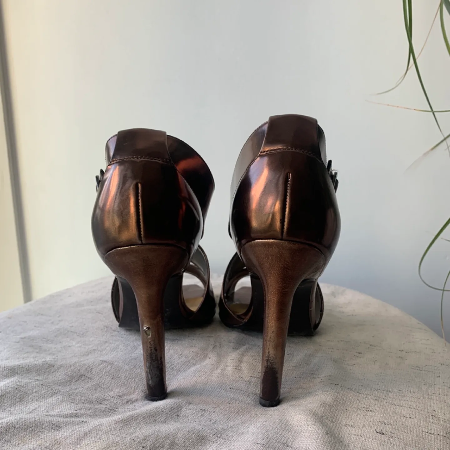 Bronze metallic strappy heels image indicator(3)