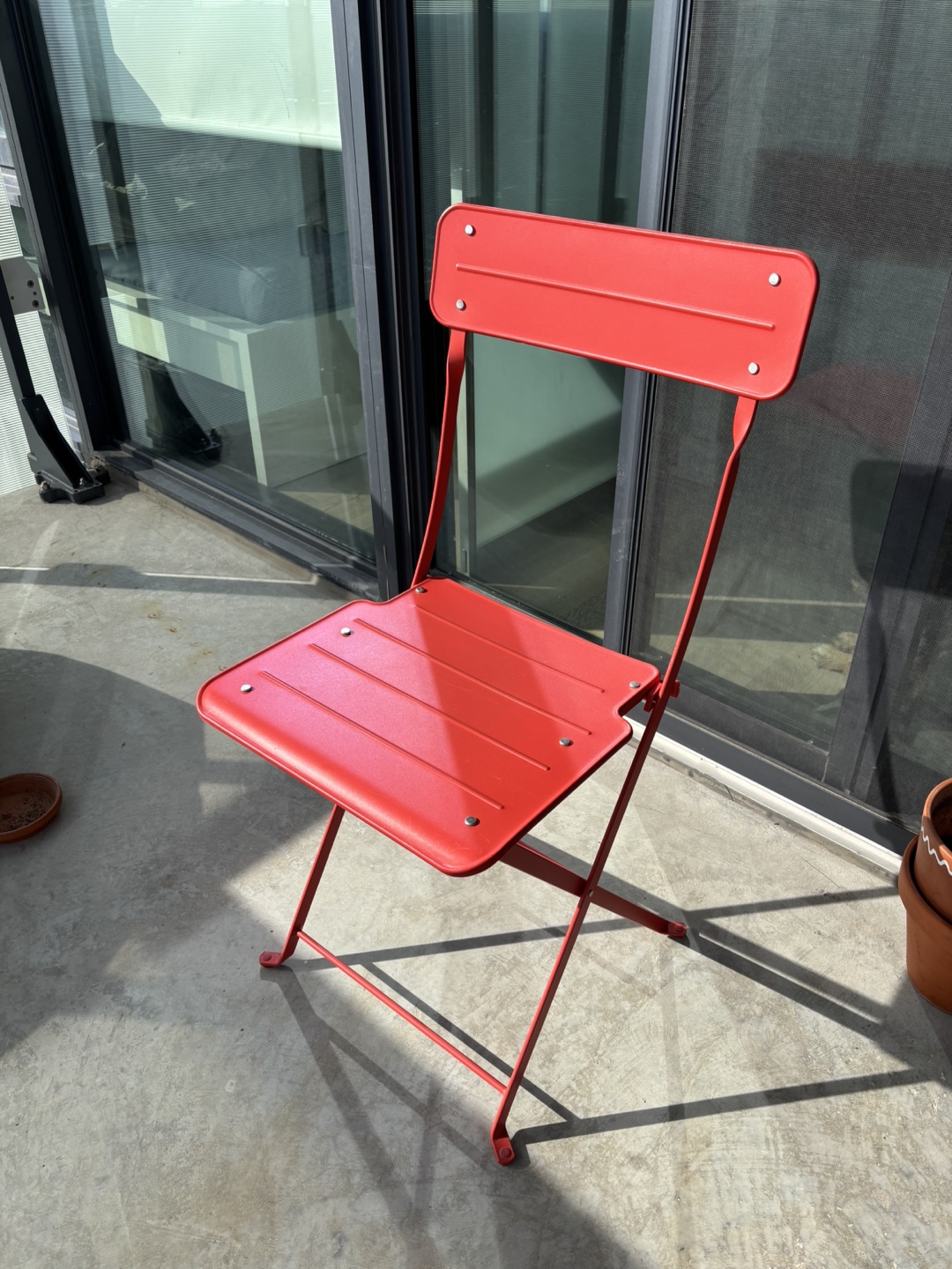 Red Metal Folding Chair