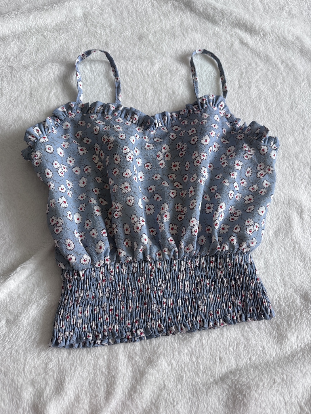 Blue floral cropped top
