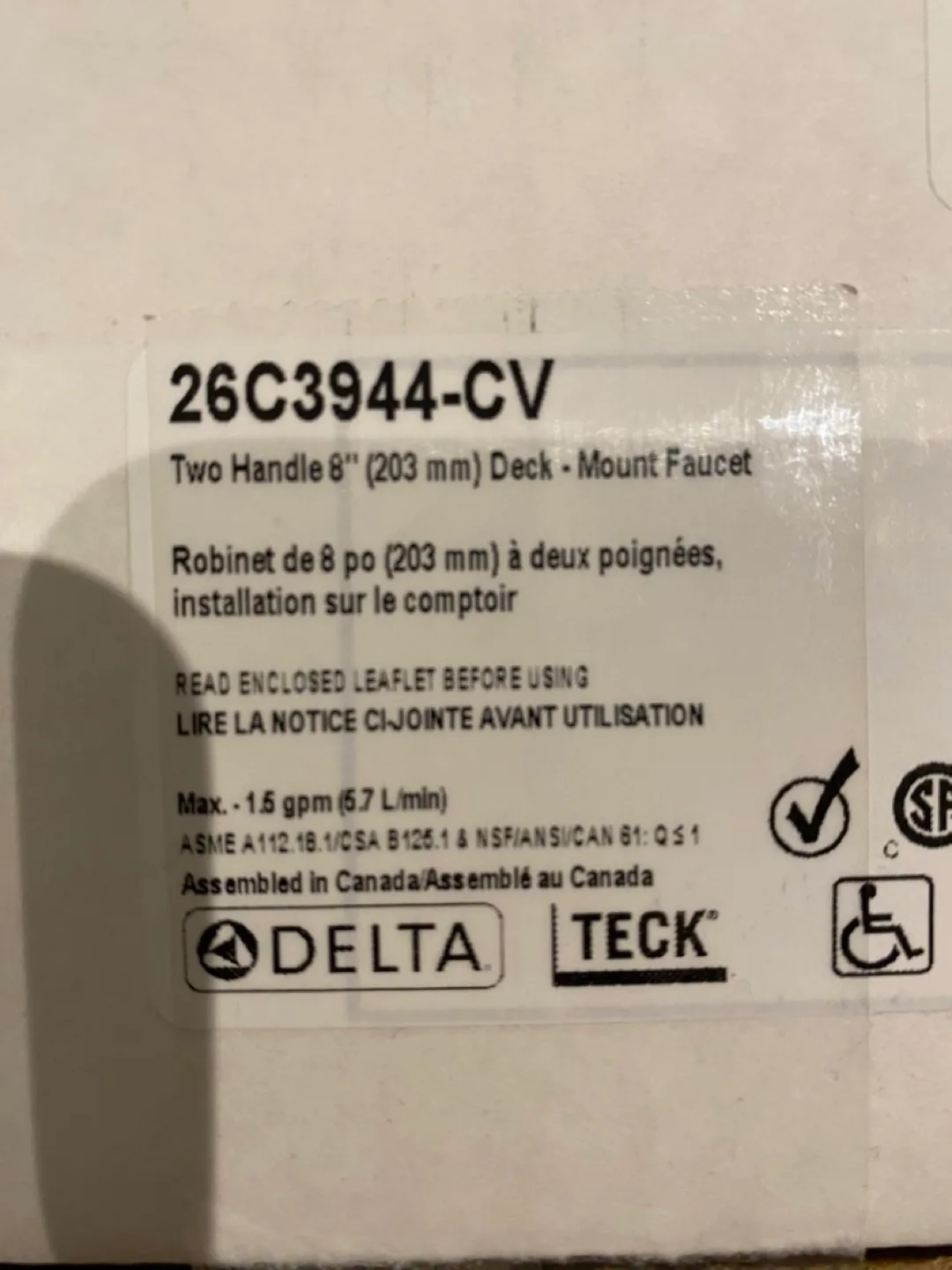 Delta 26C3944-CV Two-Handle 8" Deck Mount Faucet image indicator(2)