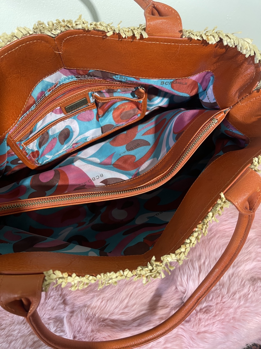 BCBGirls Straw and Leather Tote Bag - photo 3