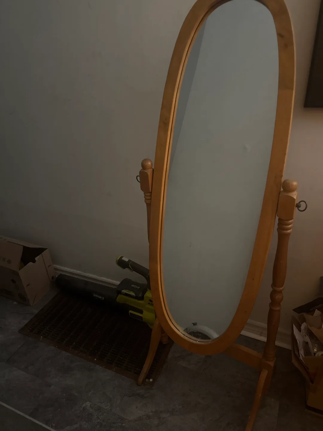 Wooden Full Length Oval Mirror thumbnail