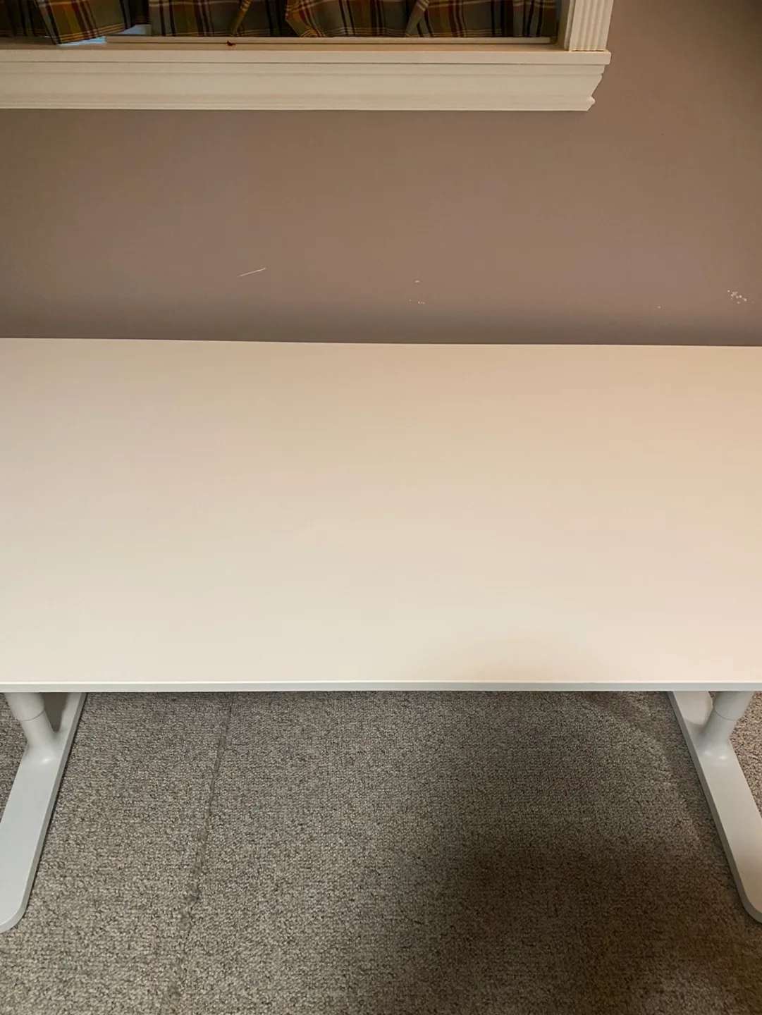 (Delivery available)Large White Adjustable Ikea Desk image indicator(4)