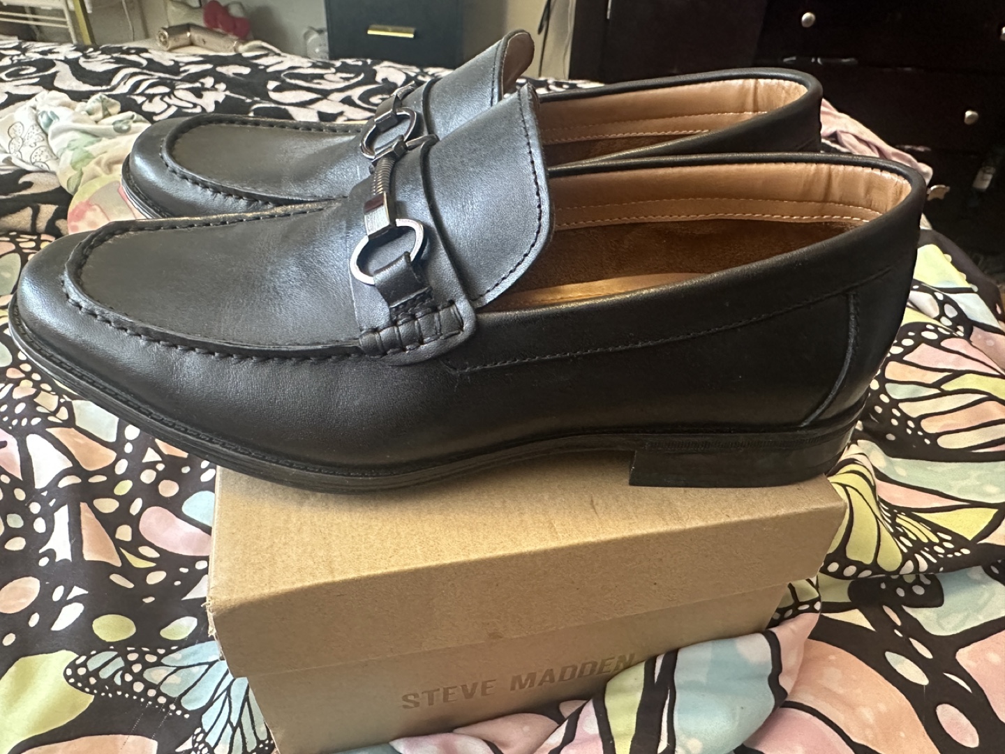 Steve Madden Men's Black Leather Loafers